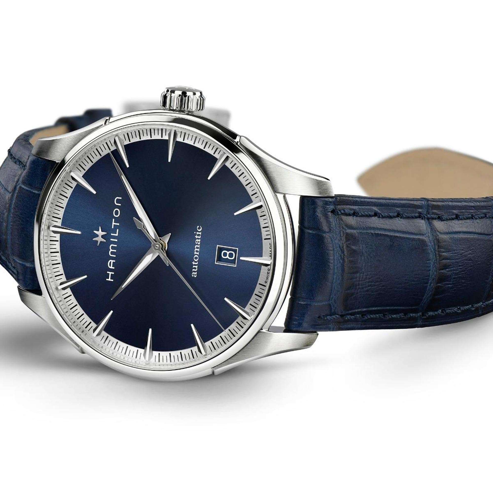Hamilton Jazzmaster 40mm Blaues Zifferblatt Leder Herren Automatik Uhr H32475640