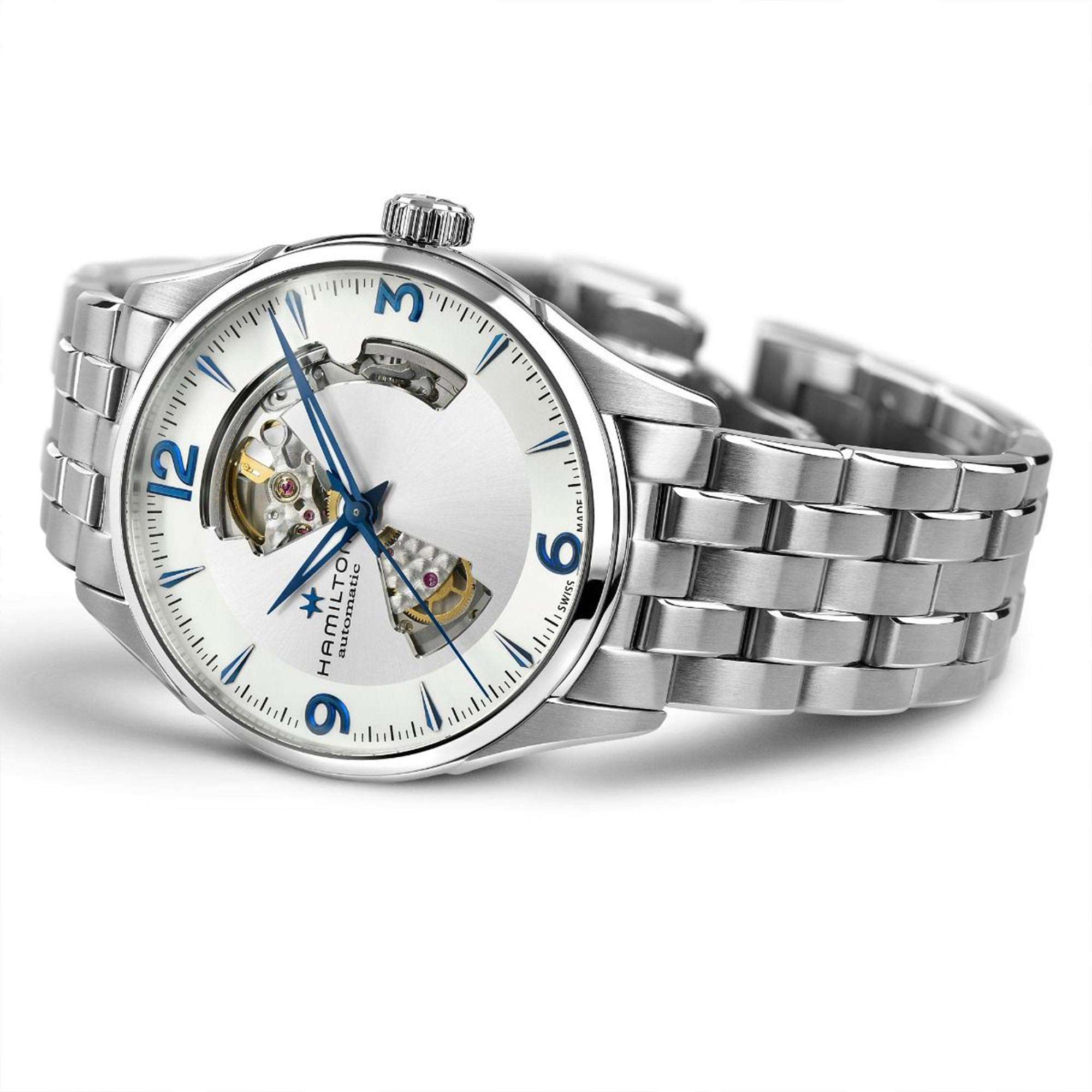Hamilton Jazzmaster 40mm Offenes Herz Silbernes Zifferblatt Stahl Herren Automatik Uhr H32705152
