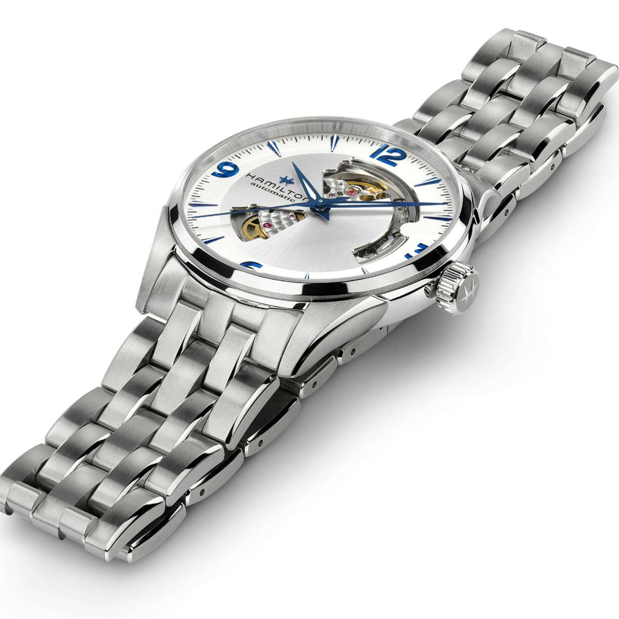 Hamilton Jazzmaster 40mm Offenes Herz Silbernes Zifferblatt Stahl Herren Automatik Uhr H32705152