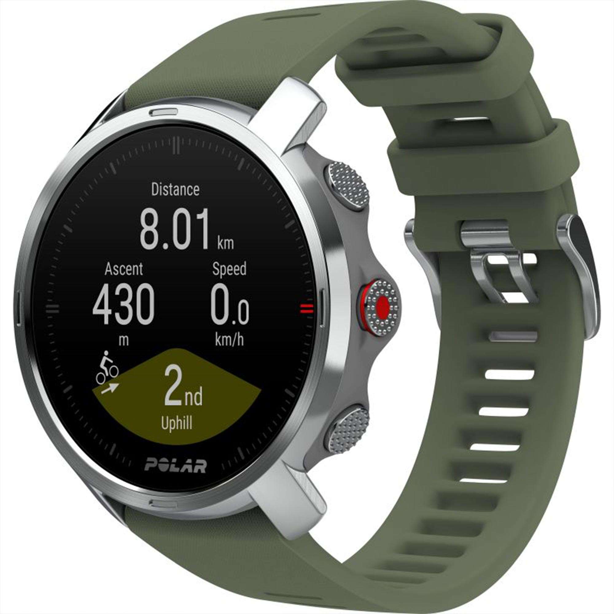 Polar Grit X Quartz Digital Dial Green Rubber Strap Smartwatch 90081737