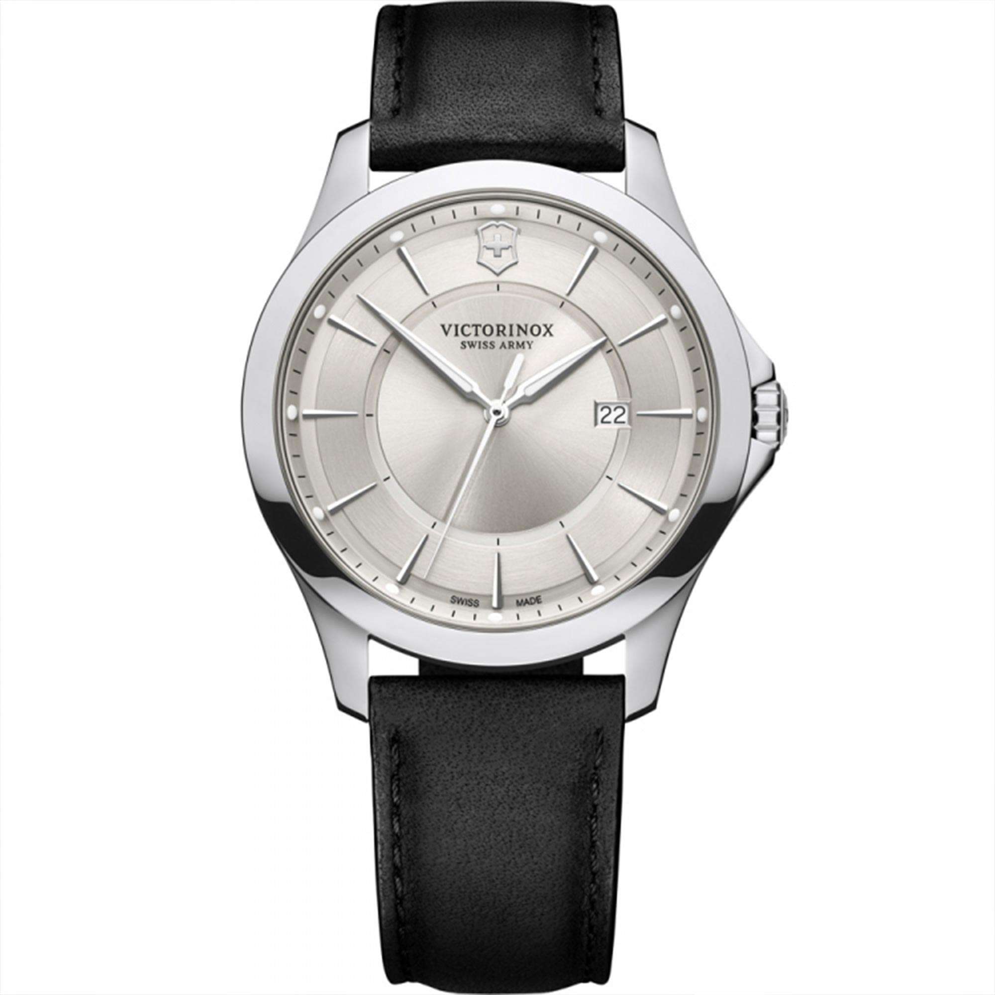 Victorinox Alliance 40mm Silver Dial Leather Mens Quartz Watch 241905