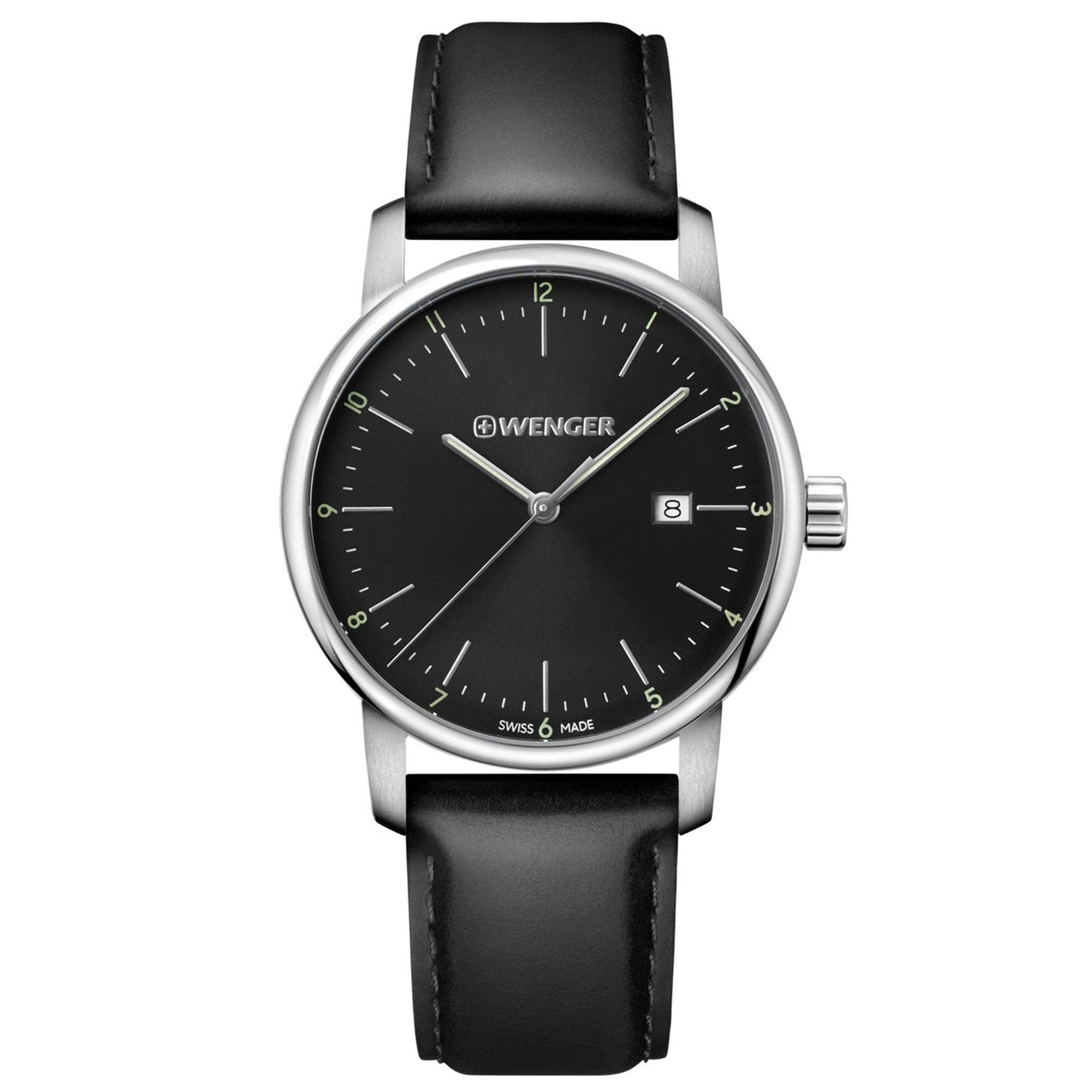 Wenger Urban Classic Quarz Bewegung Schwarzes Zifferblatt Lederarmband Herren Uhr 01.1741.110