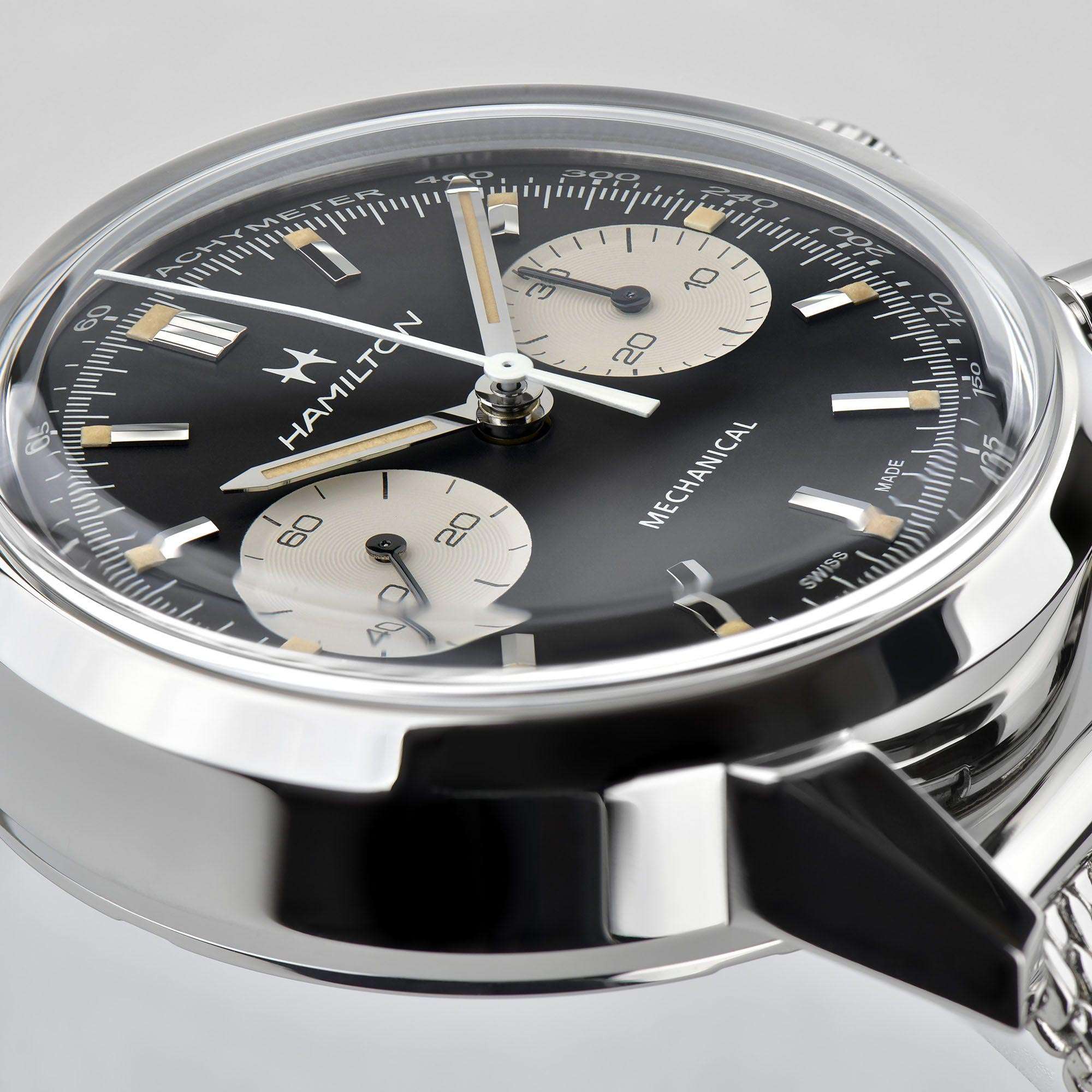 Hamilton American Classic 40mm Chronograph Black Dial Steel Mens Mechanical Watch H38429130
