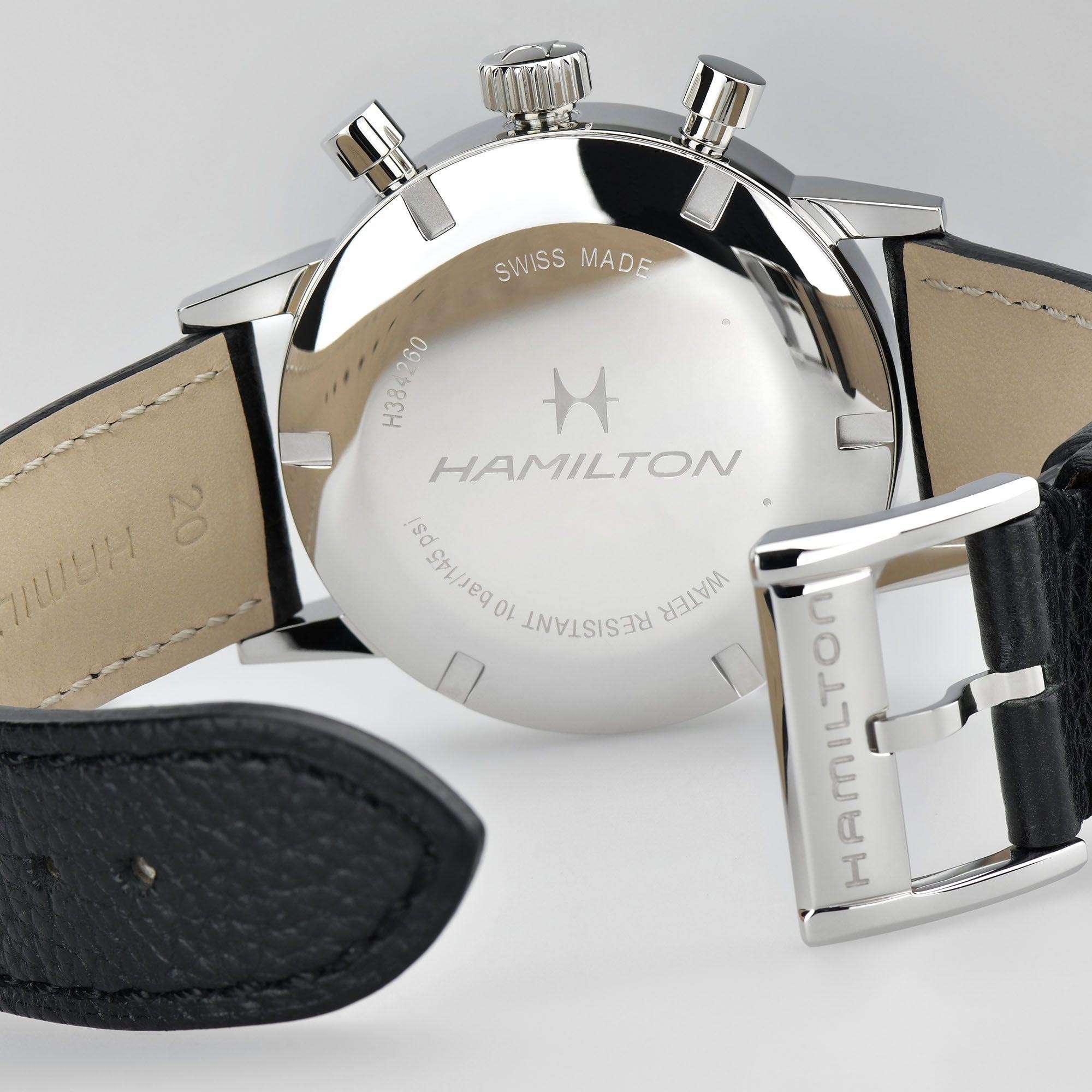 Hamilton American Classic 40mm Chronograph White Dial Leather Mens Automatic Watch H38429710