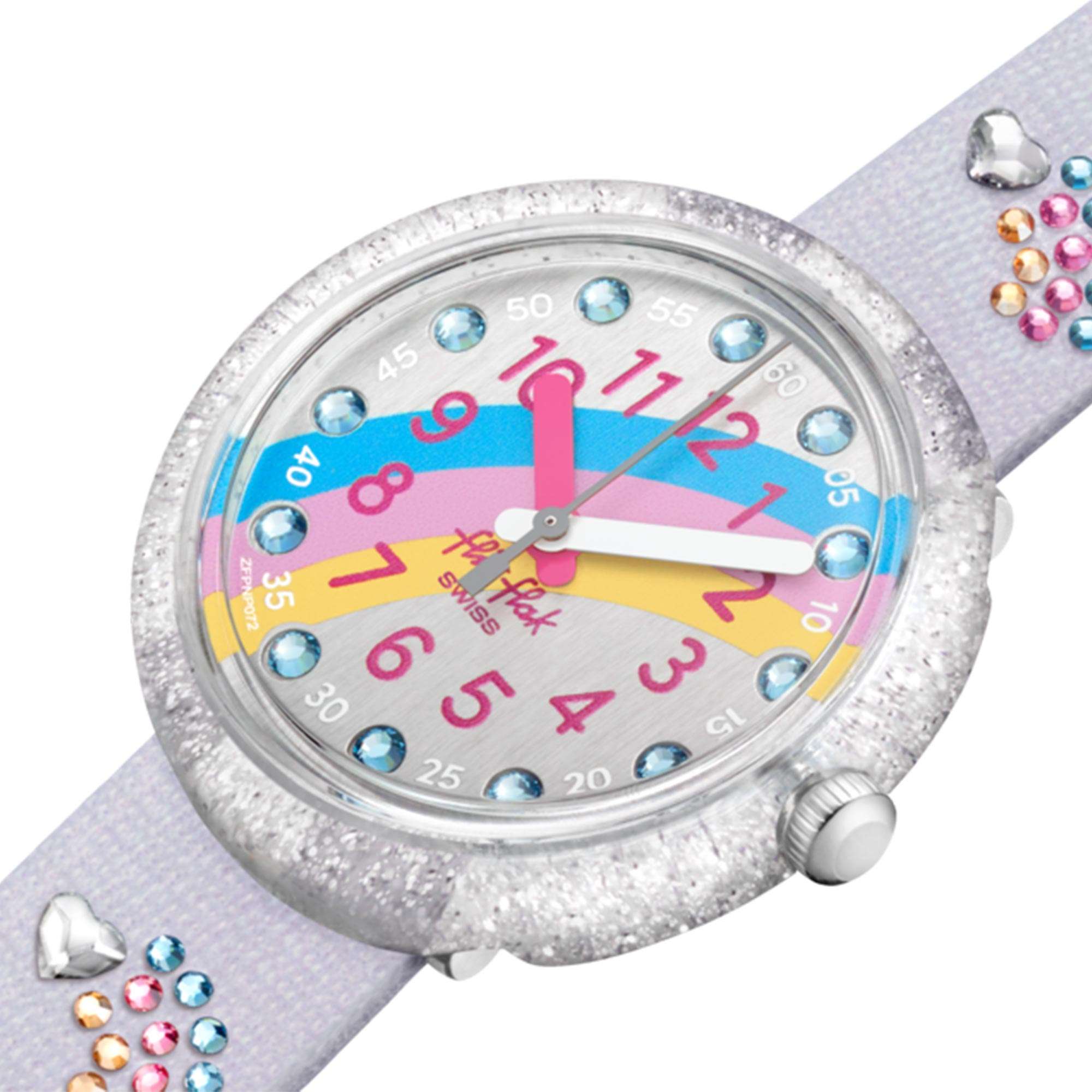 Flik Flak Shine Bright Over The Rainbow Quarzwerk Graues Zifferblatt Kunststoffarmband Kinderuhr FPNP072