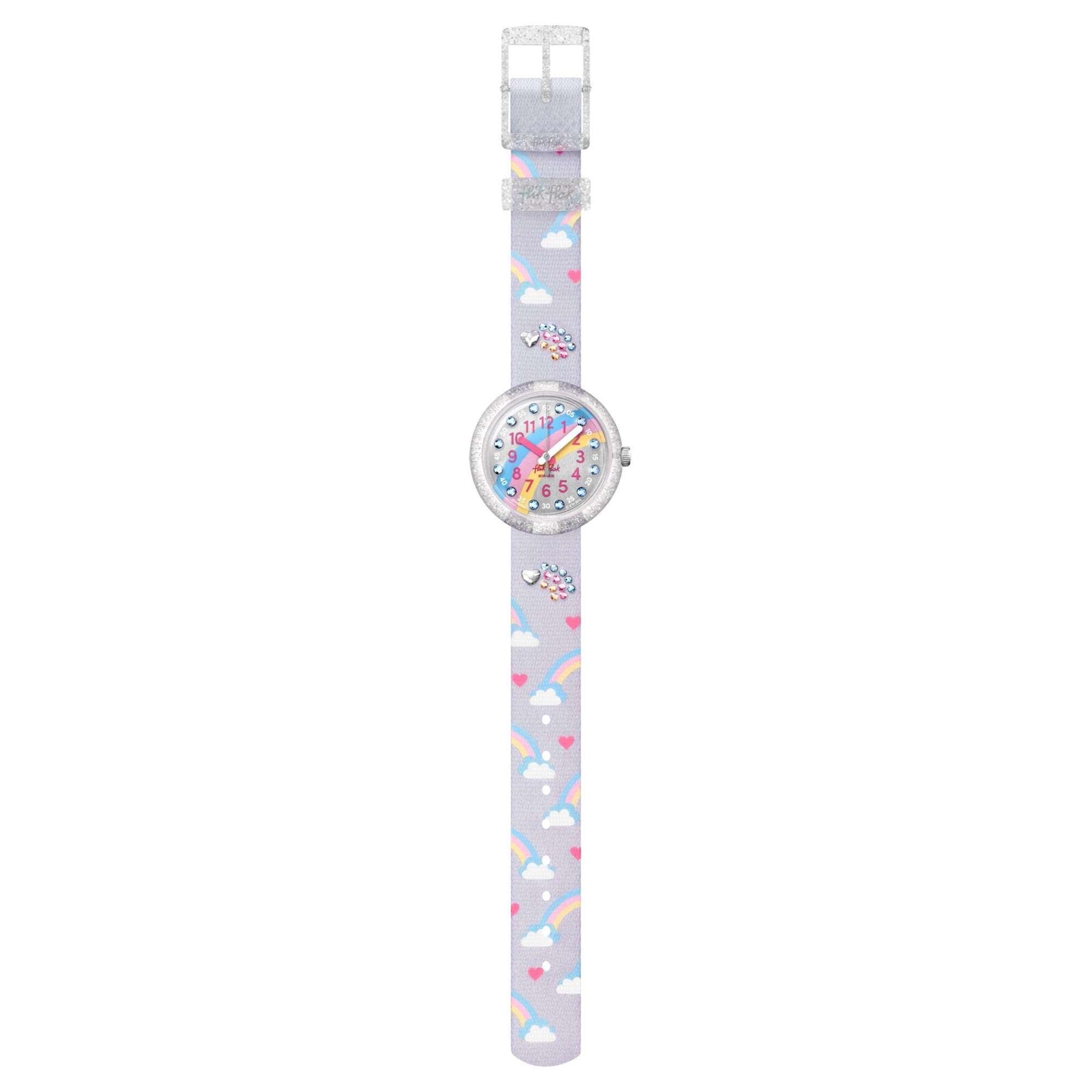 Flik Flak Shine Bright Over The Rainbow Quarzwerk Graues Zifferblatt Kunststoffarmband Kinderuhr FPNP072