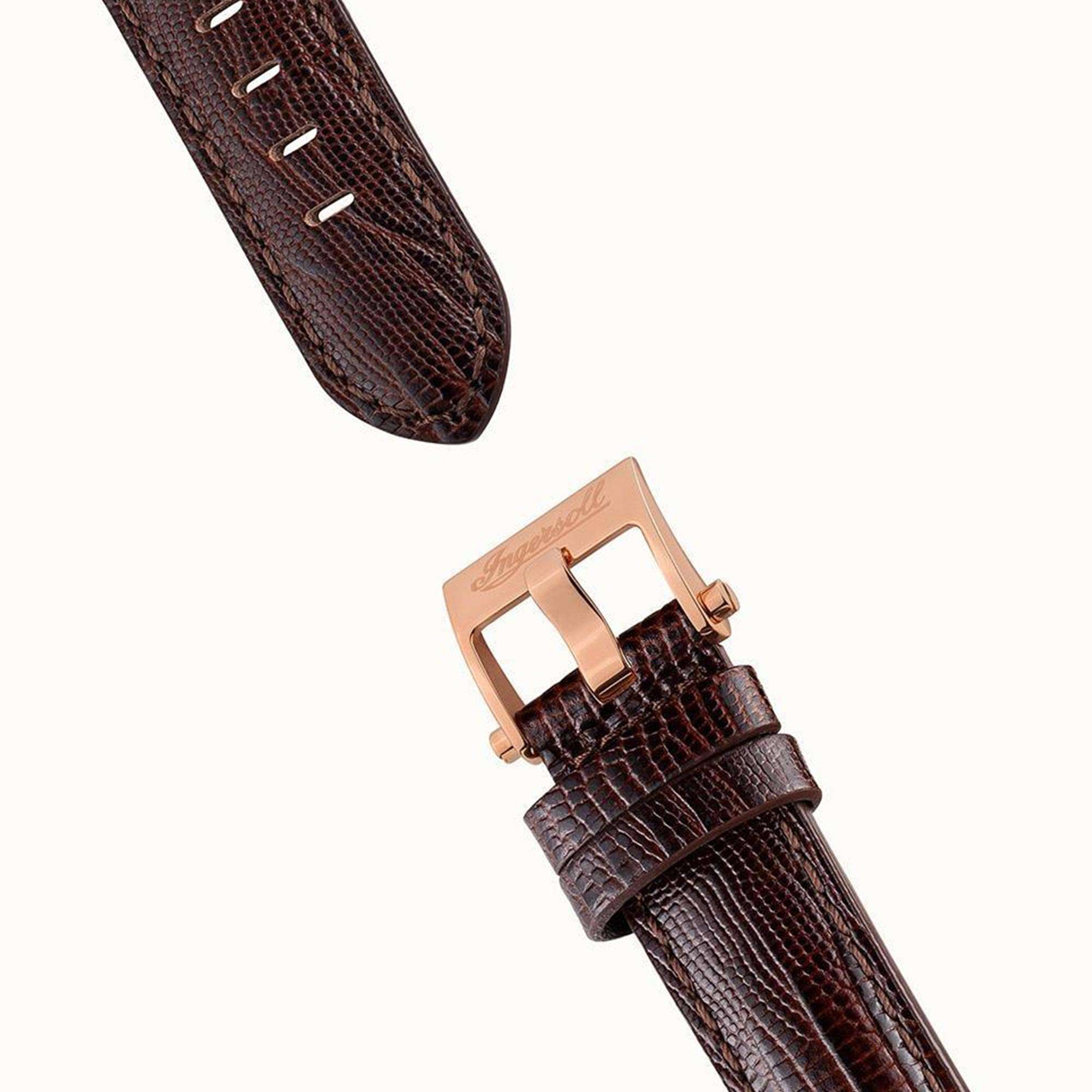 Ingersoll The Grafton Automatik Blaues Zifferblatt Braunes Lederarmband Herren Uhr I00703B
