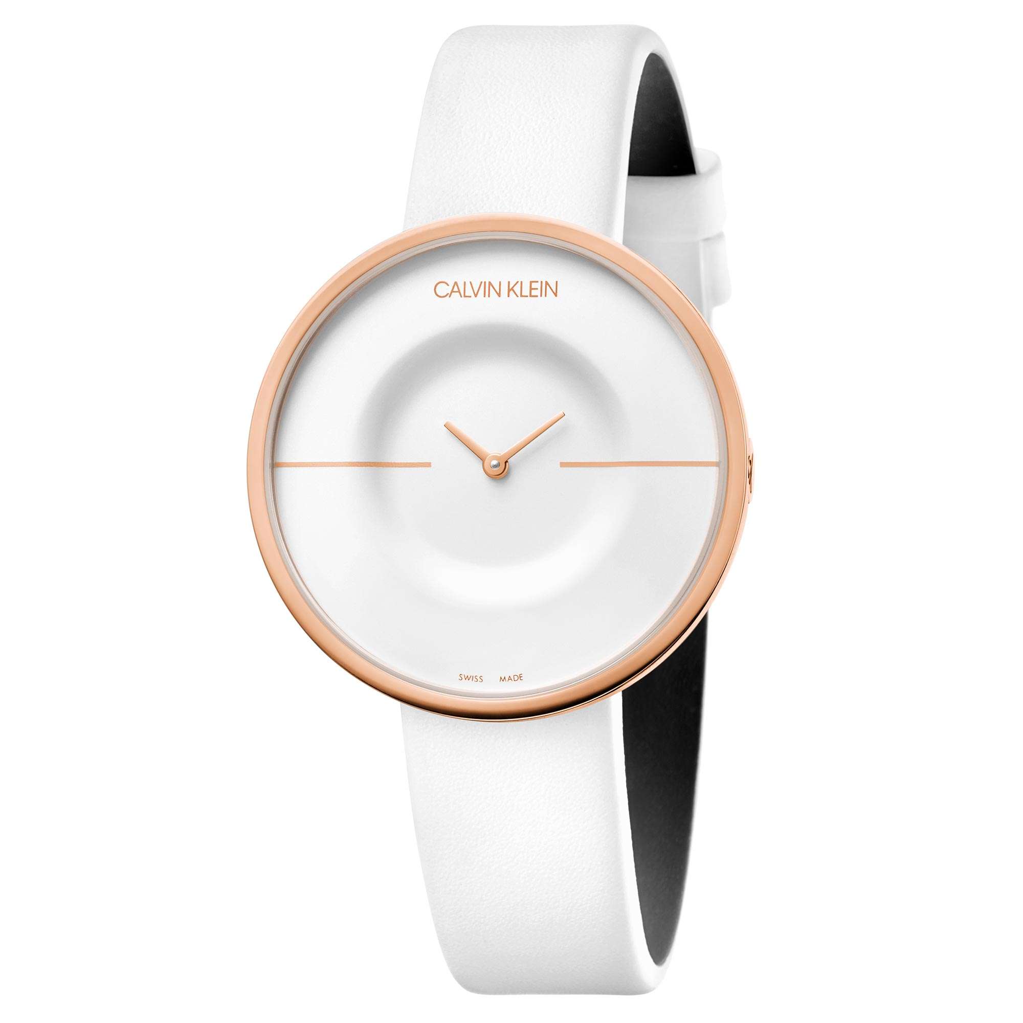 Calvin Klein Mania Quartz White Dial Leather Strap Ladies Watch KAG236L2
