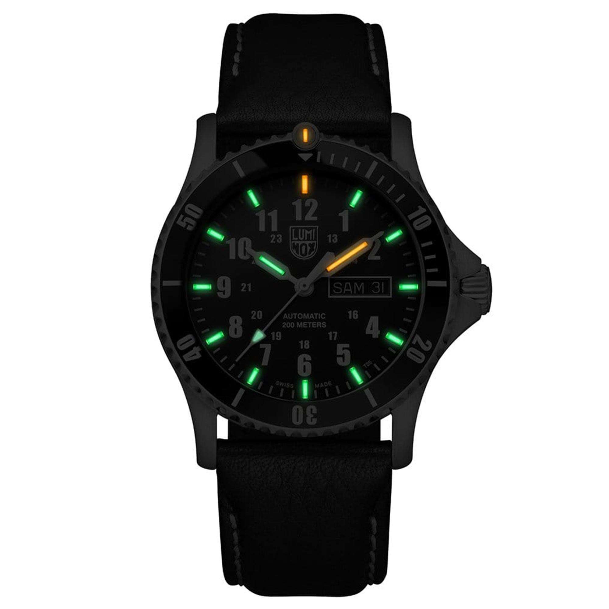 Luminox Sport Timer 0920 Serie Automatik Schwarzes Zifferblatt Lederarmband Herren Uhr XS.0921