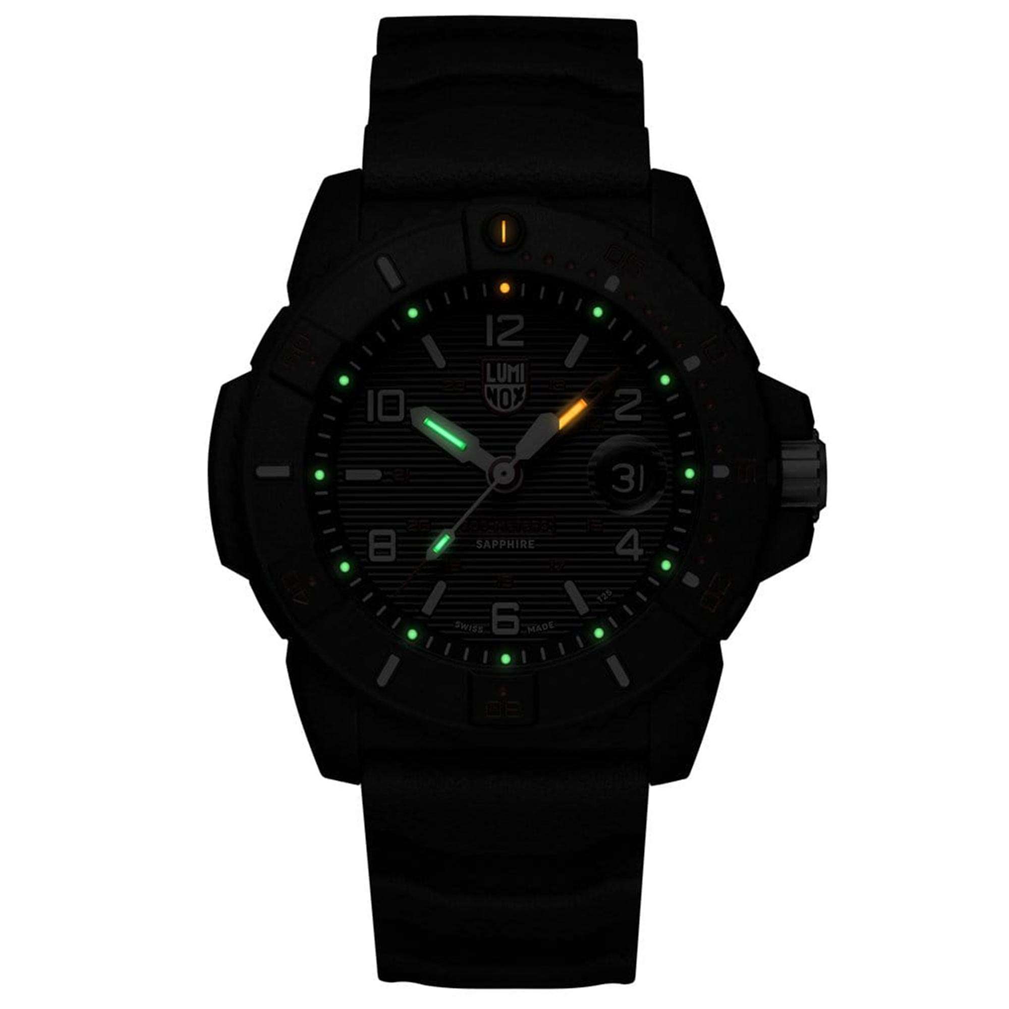 Luminox Navy SEAL 3600 Serie Quarz Schwarzes Zifferblatt Gummiarmband Herren Uhr XS.3615