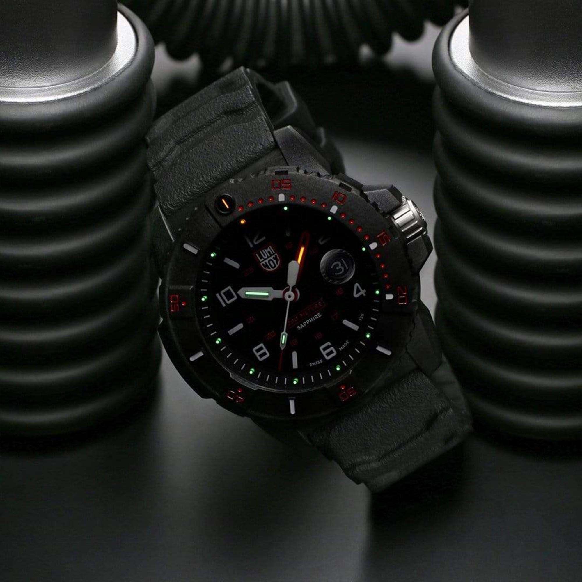 Luminox Navy SEAL 3600 Serie Quarz Schwarzes Zifferblatt Gummiarmband Herren Uhr XS.3615