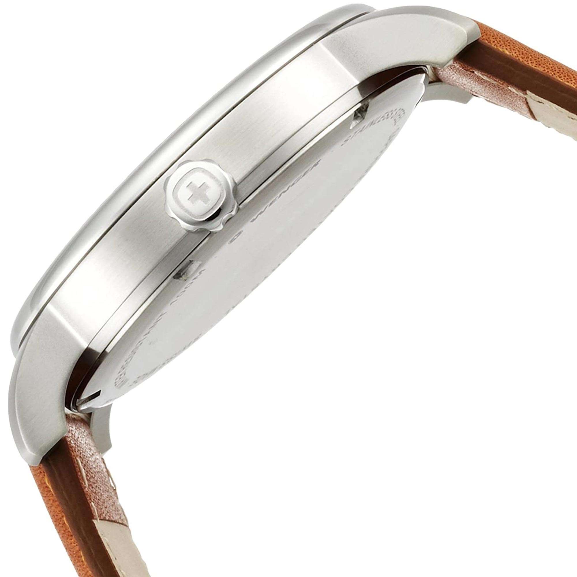 Wenger Urban Classic Quarz Blaues Zifferblatt Braunes Lederarmband Herren Uhr 01.1741.111