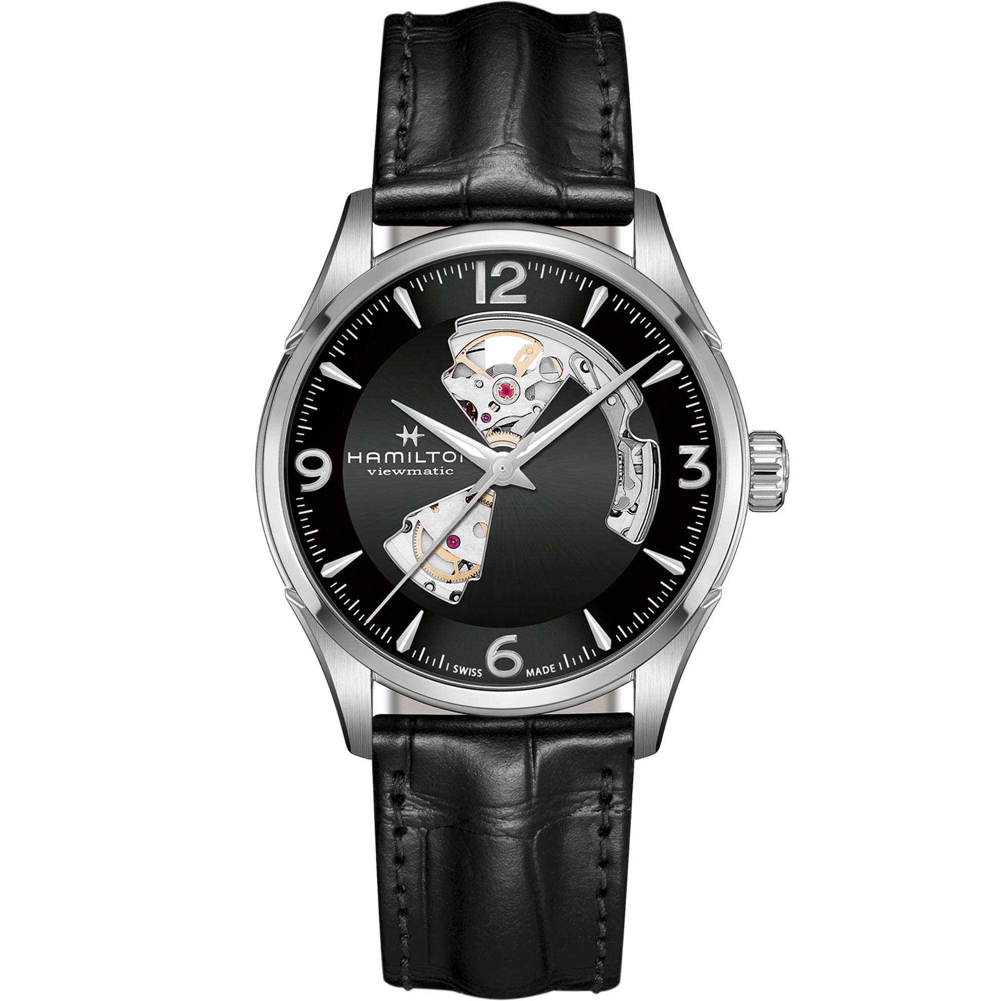 Hamilton Jazzmaster Viewmatic Open Heart Automatic Black Skeleton Dial Men's Watch H32705731 - WatchNation