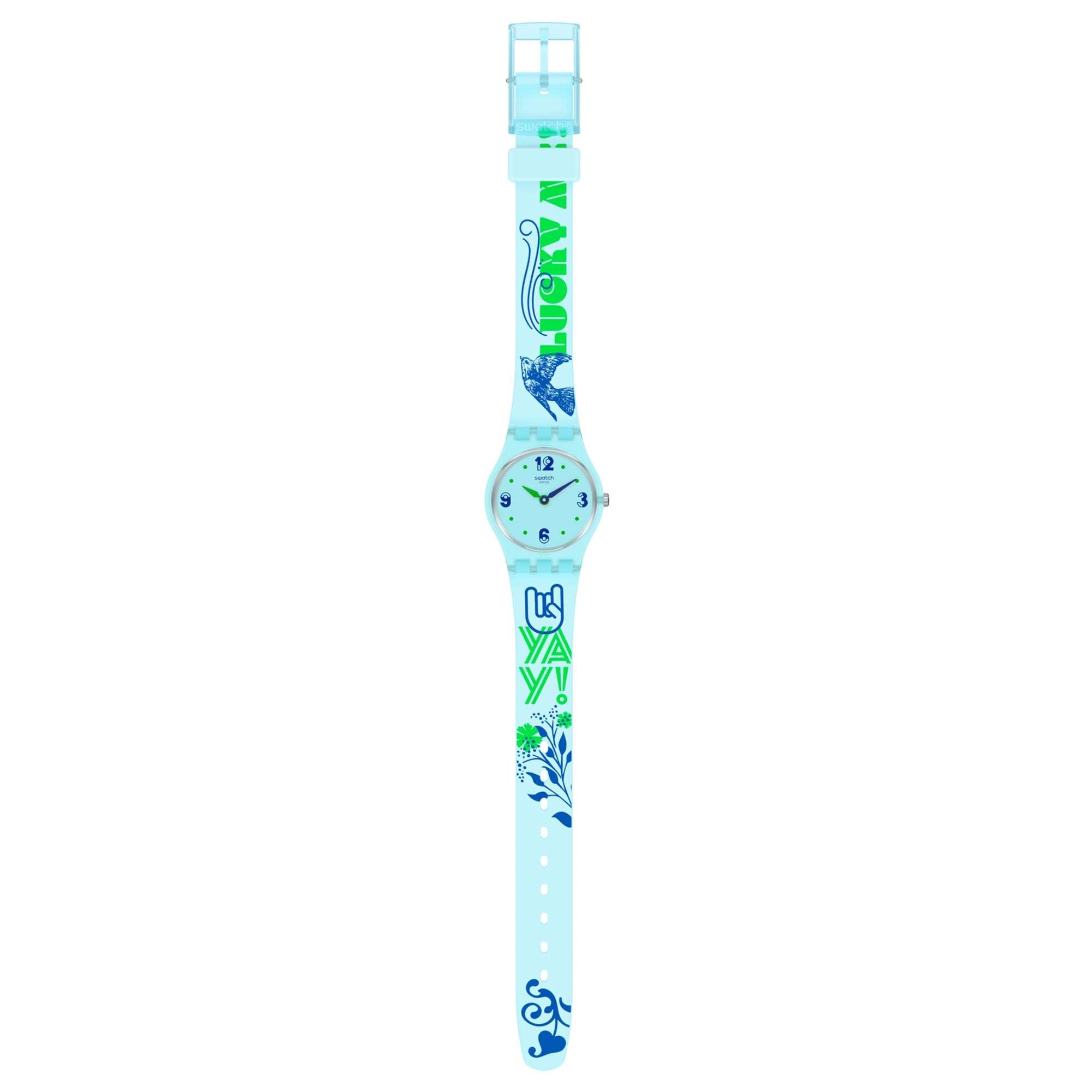 Swatch Original Gent Quarz Blaues Zifferblatt Blaues Silikonarmband LN157