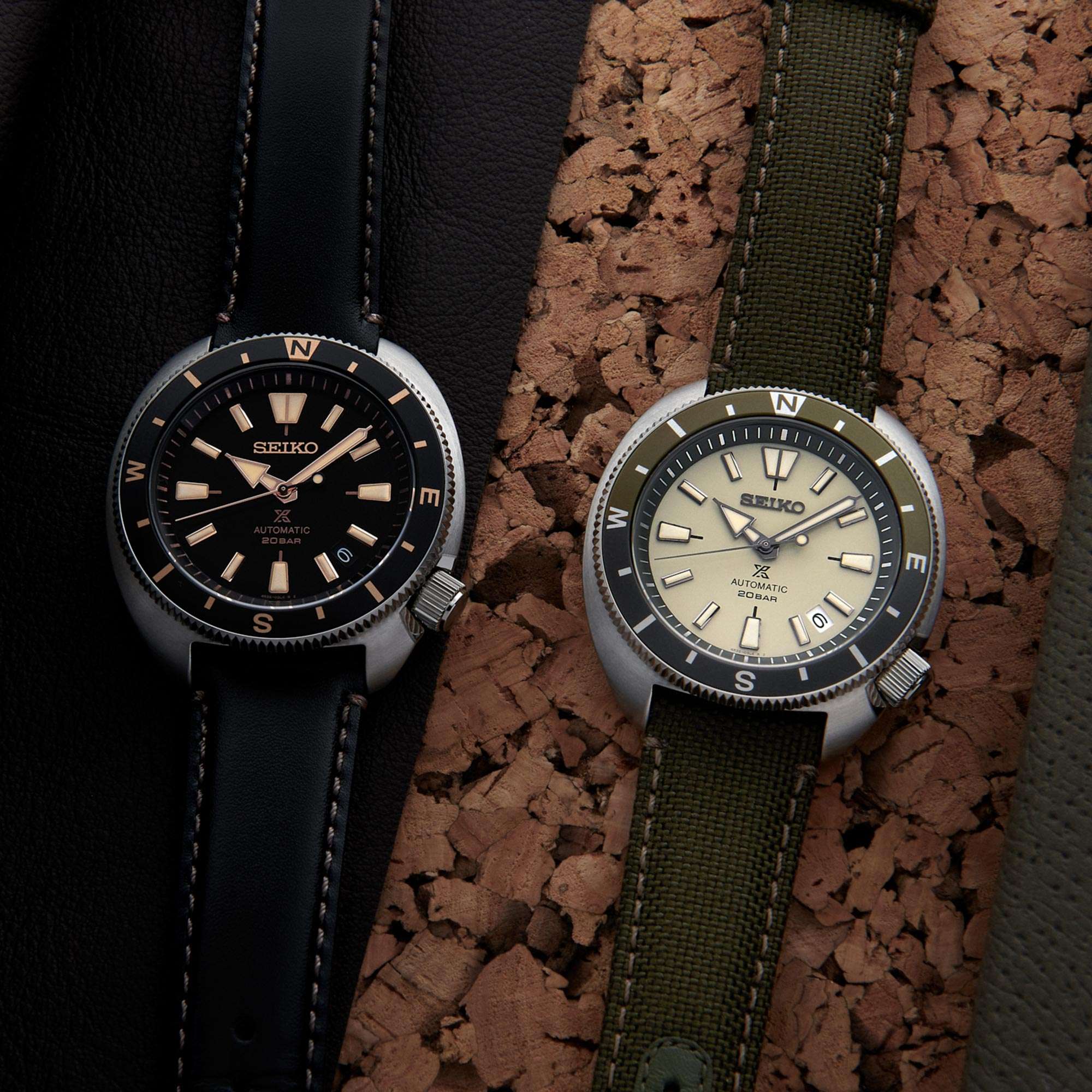 Seiko Prospex Tortoise Automatikwerk Tan Zifferblatt Polyesterarmband Herren Uhr SRPG13K1