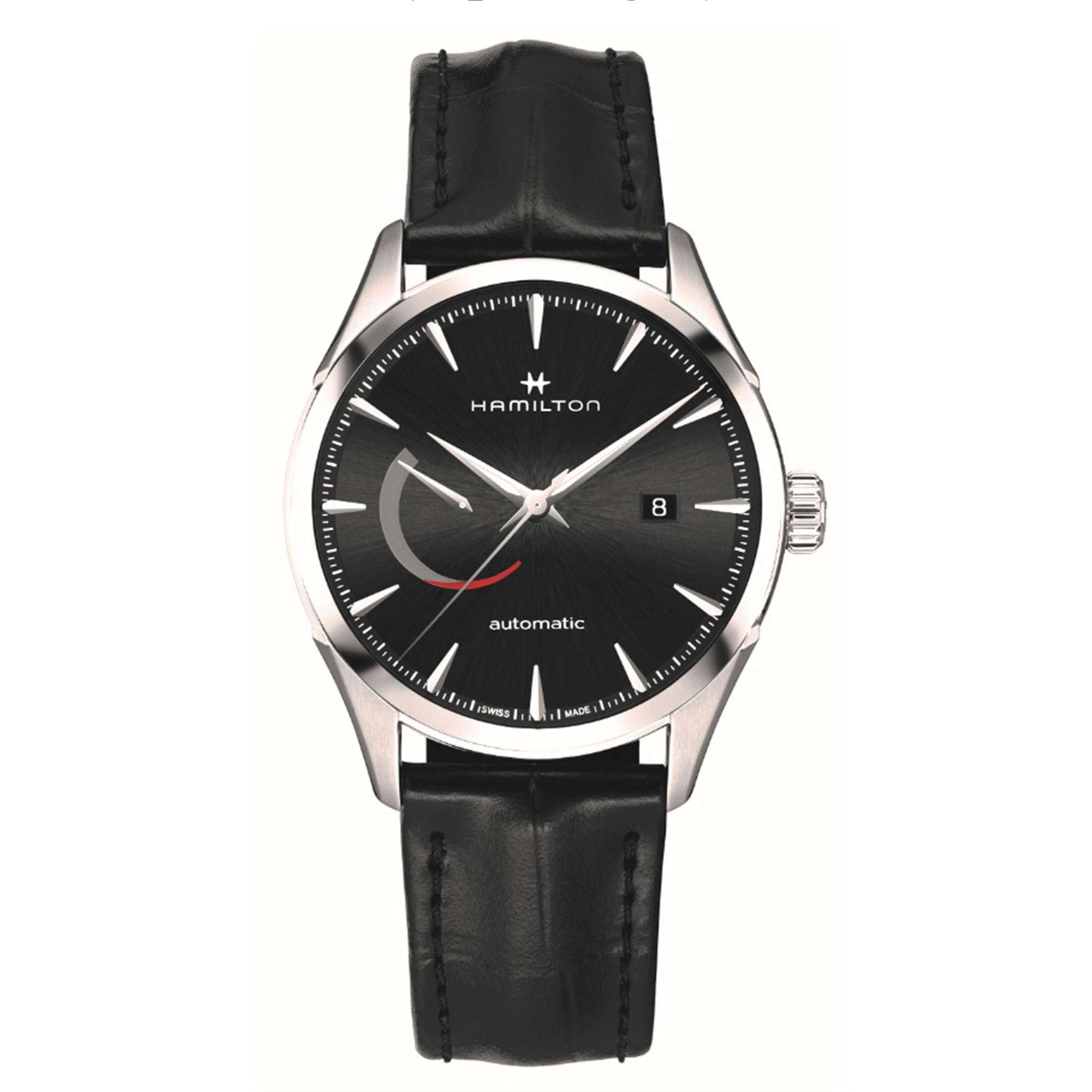 Hamilton Jazzmaster 42mm Power Reserve Black Dial Leather Mens Automatic Watch H32635731
