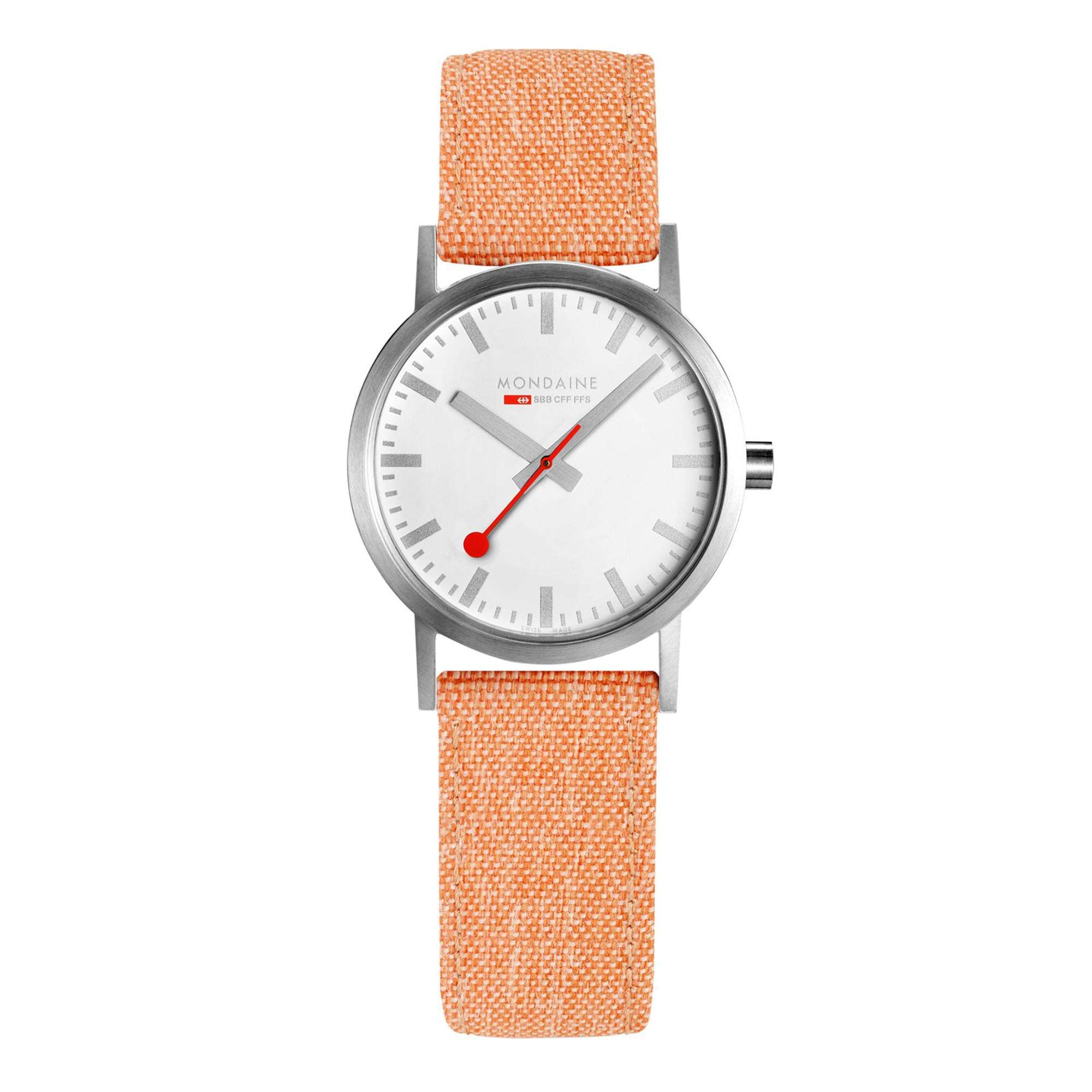 Mondaine Classic Quartz Movement White Dial Textile Bracelet Womens Watch A658.30323.17SBF
