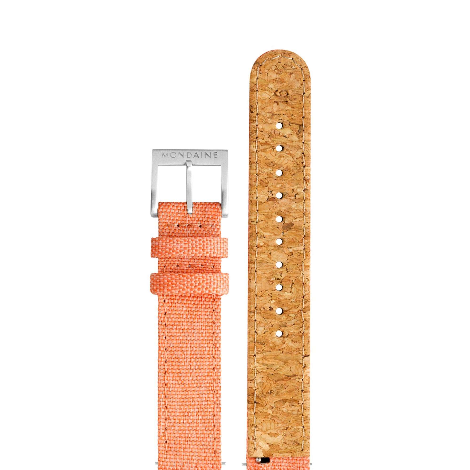 Mondaine Classic Quartz Weißes Zifferblatt Oranges Recyceltes Textilarmband Damen Uhr A658.30323.17SBF