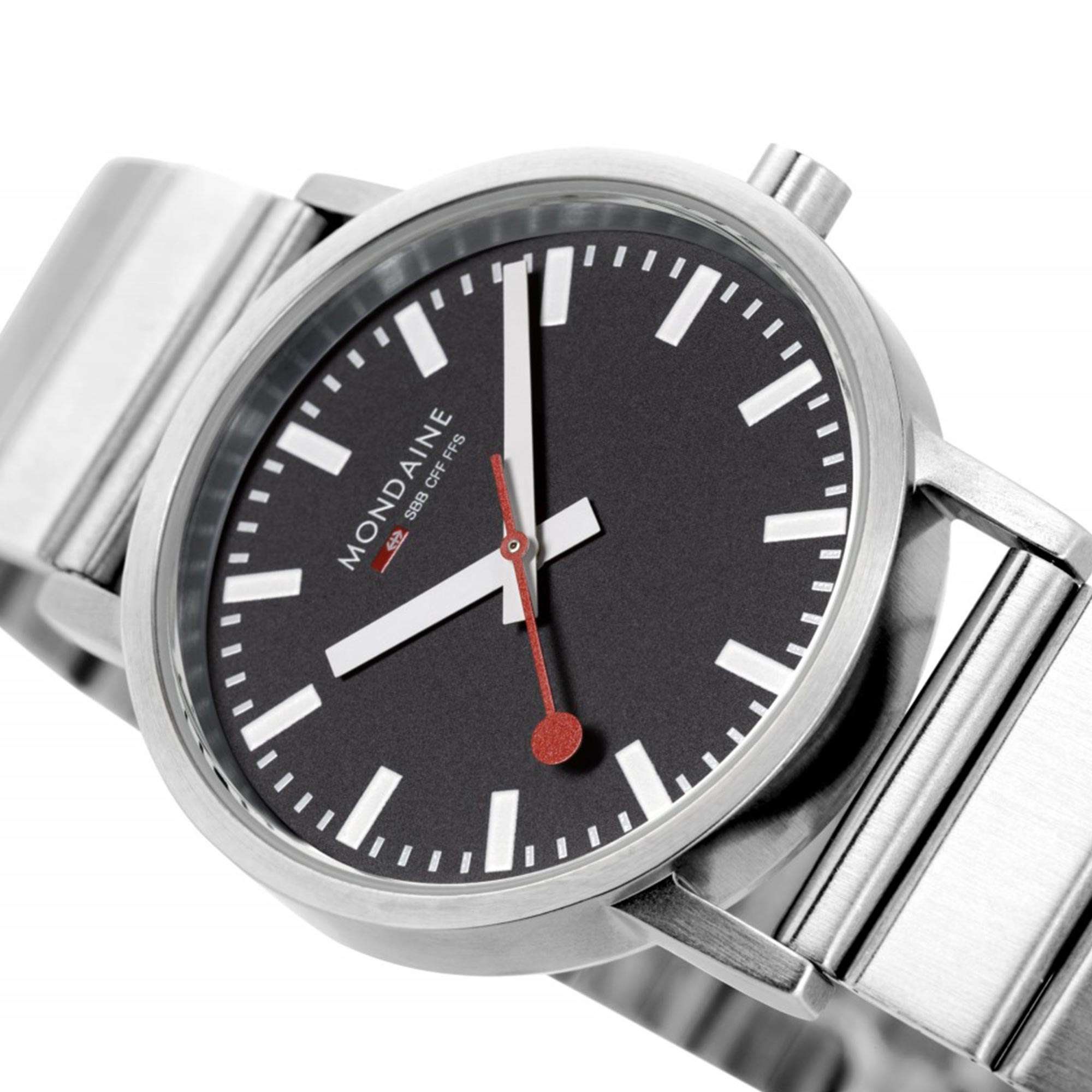 Mondaine Classic Quartz Black Dial Steel Strap Unisex Watch A660.30314.16SBW