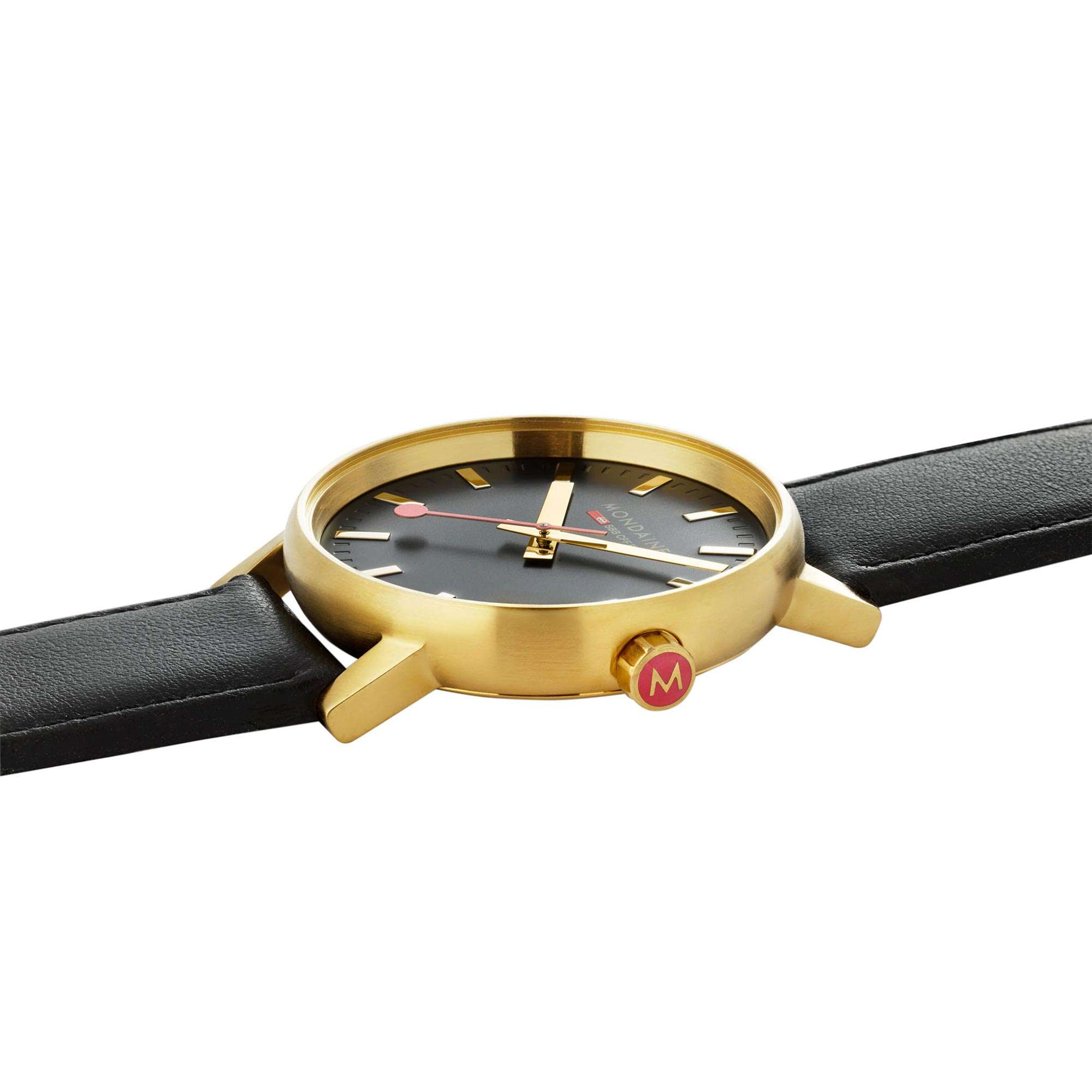 Mondaine Evo2 Quartz Black Dial Leather Strap Watch MSE.40122.LB