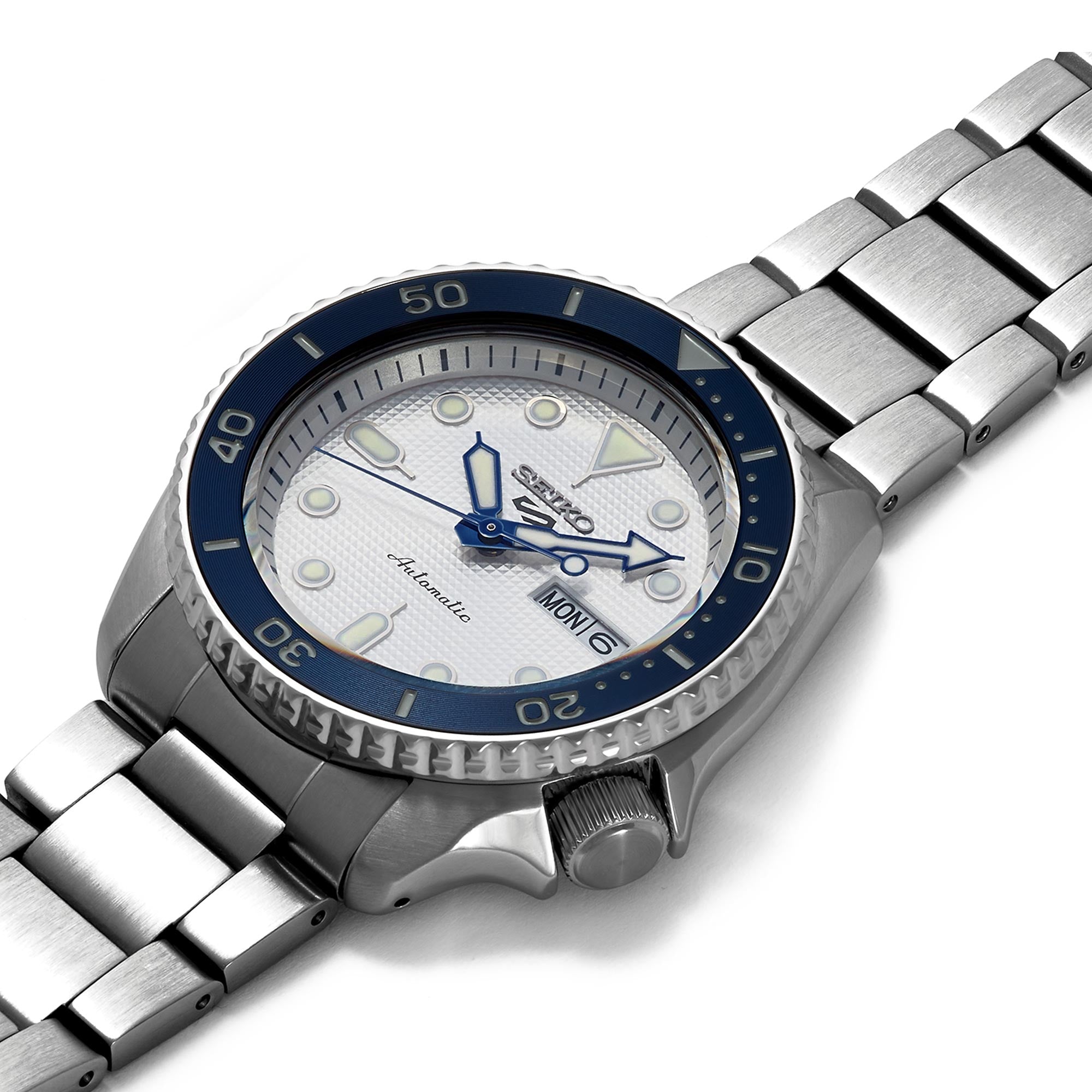 Seiko 5 Sports 140. Jubiläum Limitierte Auflage Automatik Weißes Zifferblatt Edelstahl Armband Herren Uhr SRPG47K1