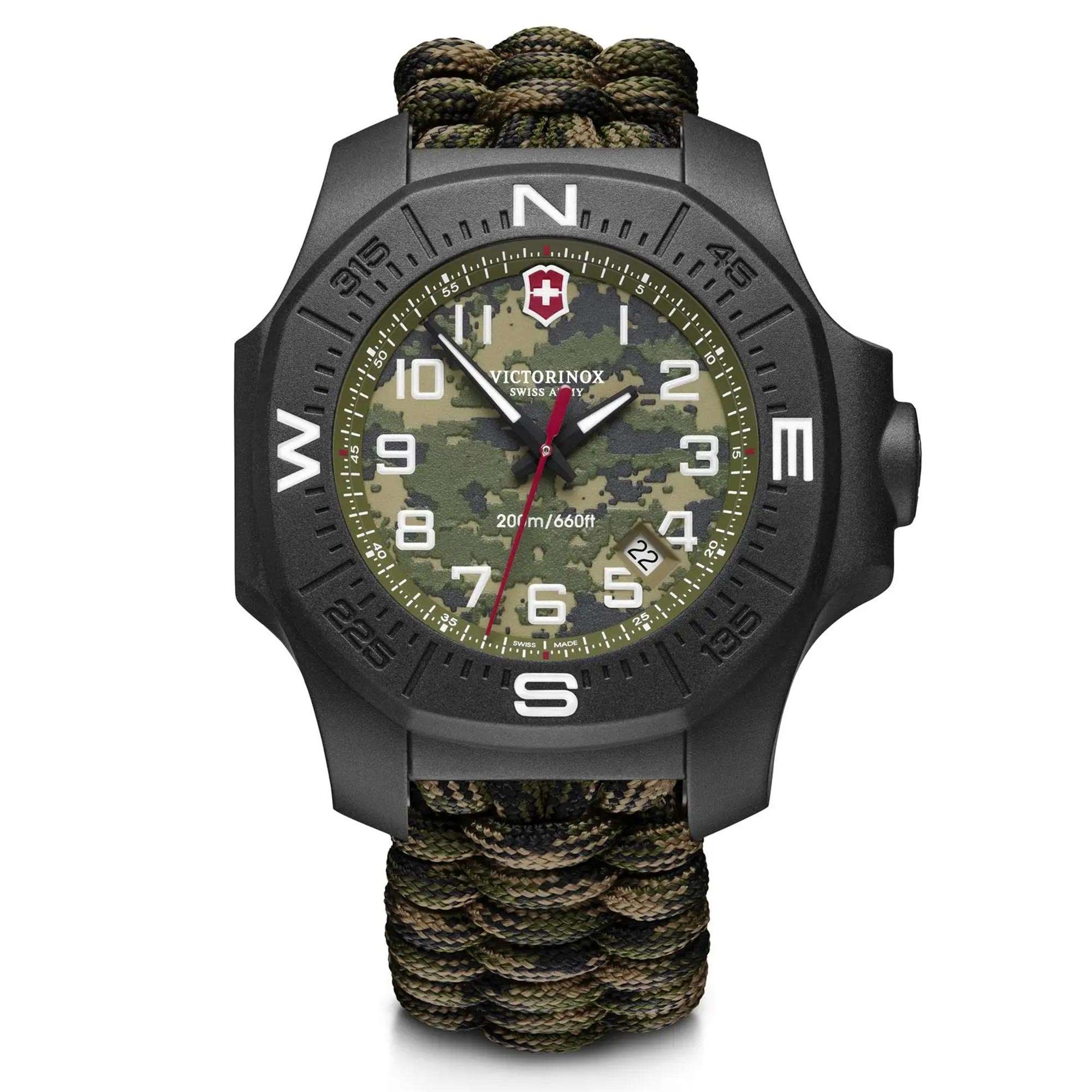 Victorinox I.N.O.X 43mm Carbon Limited Edition Green Dial Paracord Mens Quartz Watch 241927.1