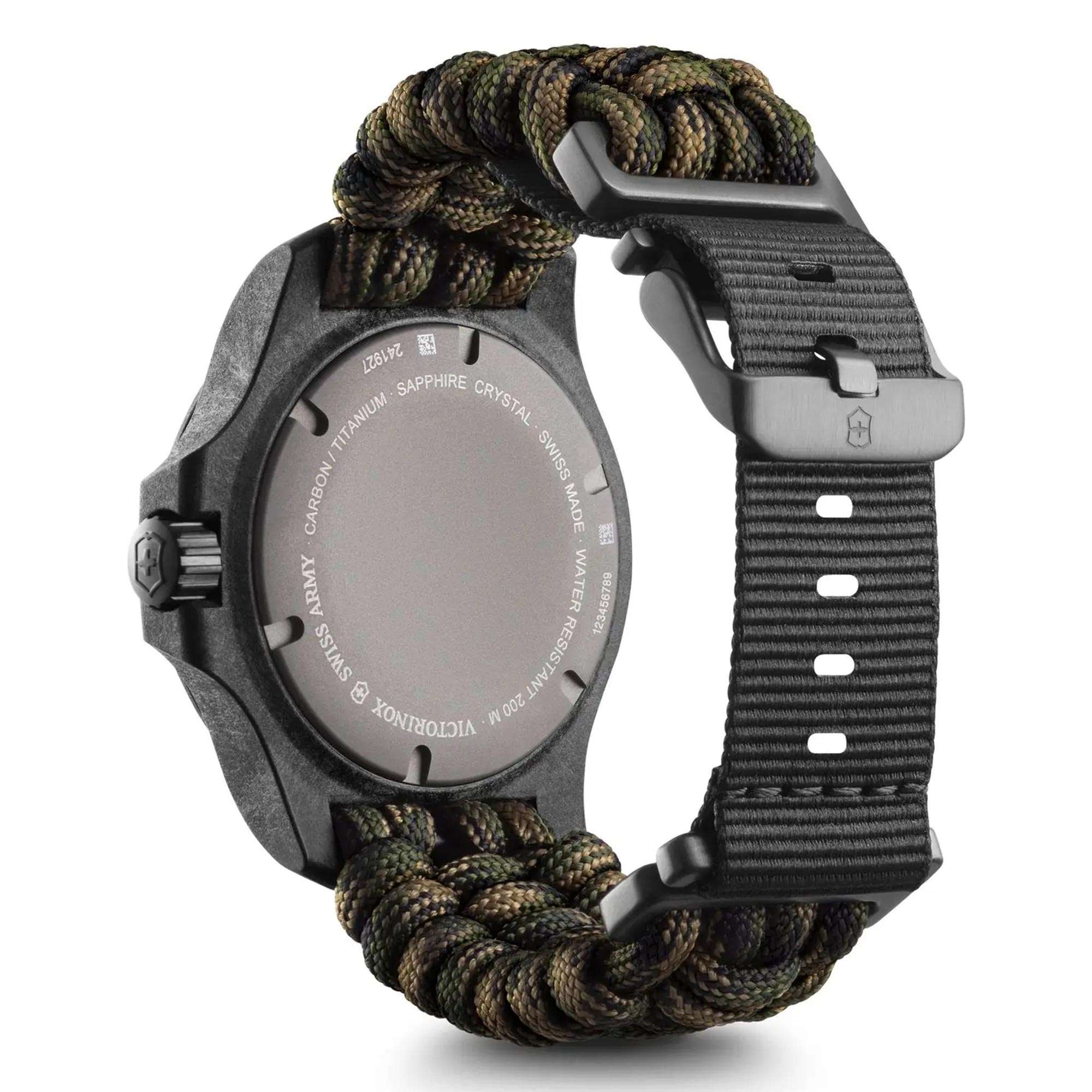 Victorinox I.N.O.X 43mm Carbon Limited Edition Green Dial Paracord Mens Quartz Watch 241927.1