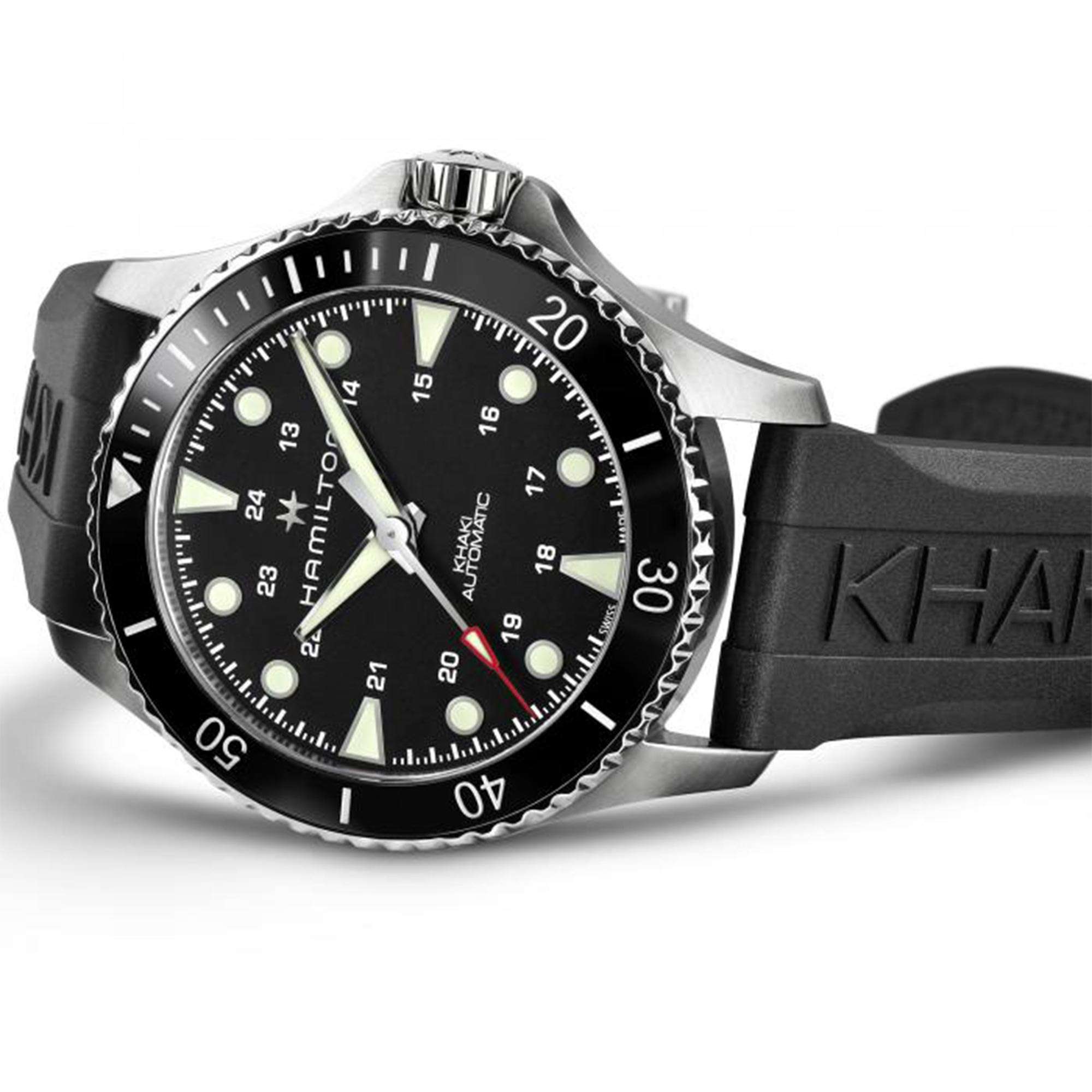Hamilton Khaki Navy Scuba Automatic Black Dial Rubber Bracelet Men’s Watch H82515330