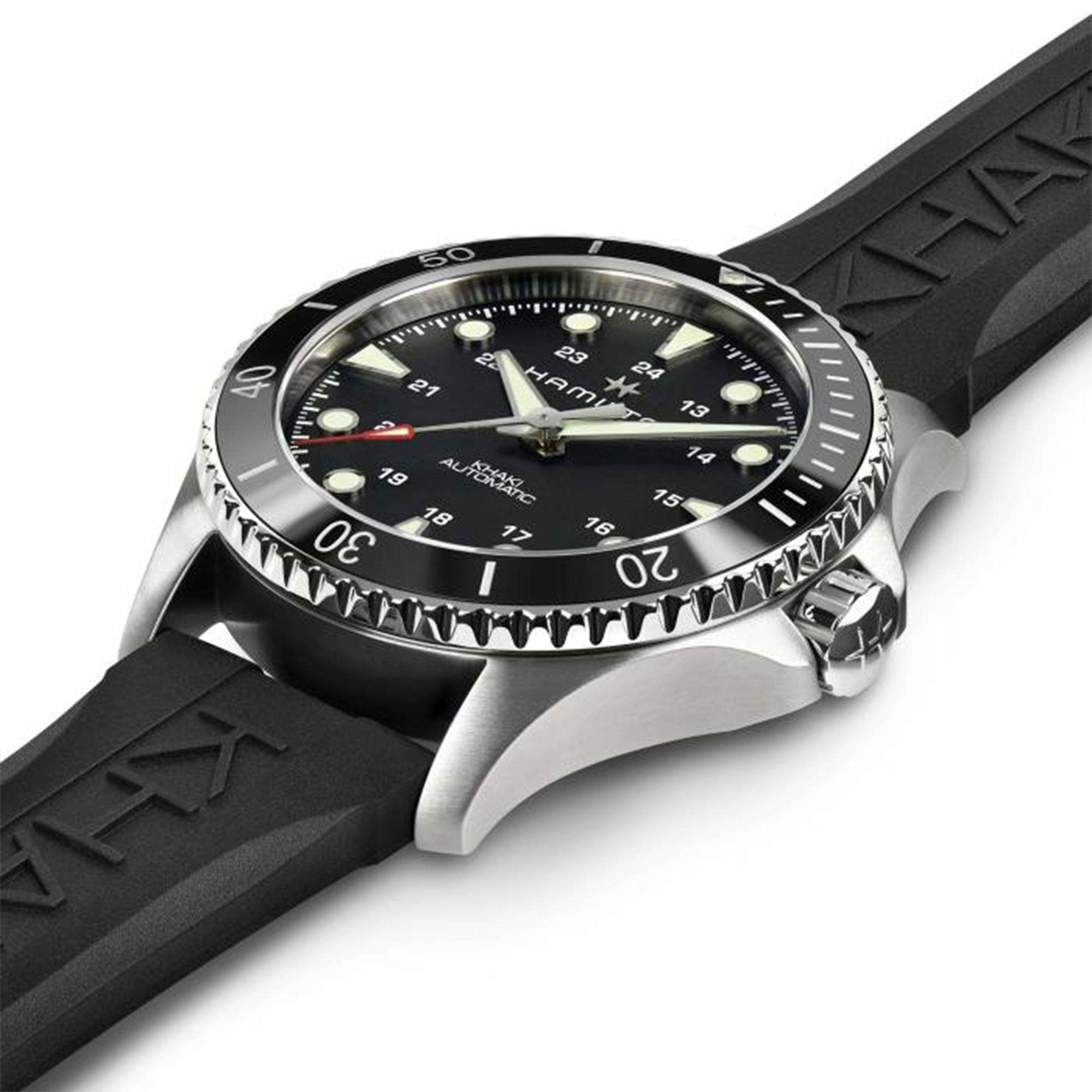Hamilton Khaki Navy Scuba Automatic Black Dial Rubber Bracelet Men’s Watch H82515330