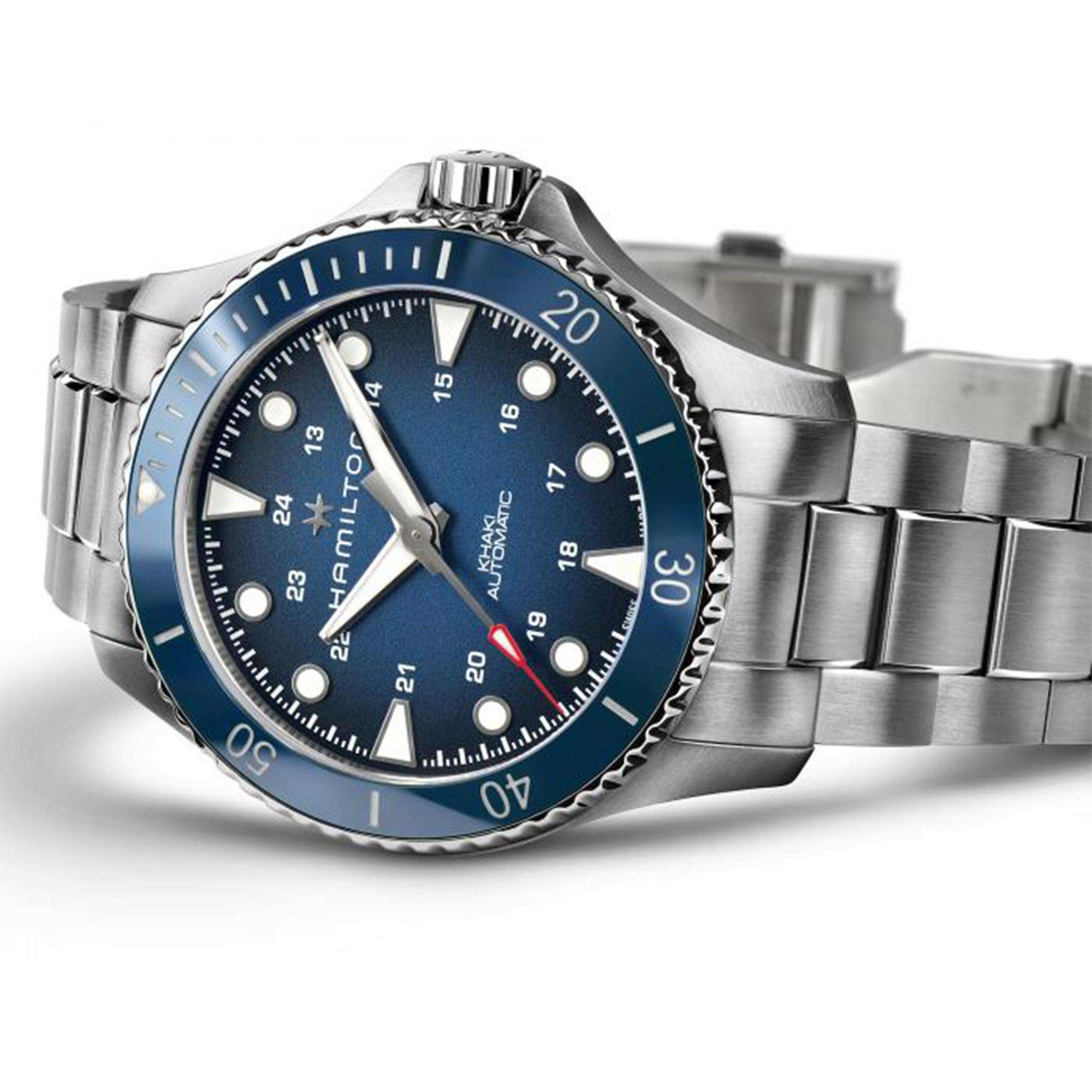 Hamilton Khaki Navy Scuba Automatic Blue Dial Steel Strap Men's Watch H82505140