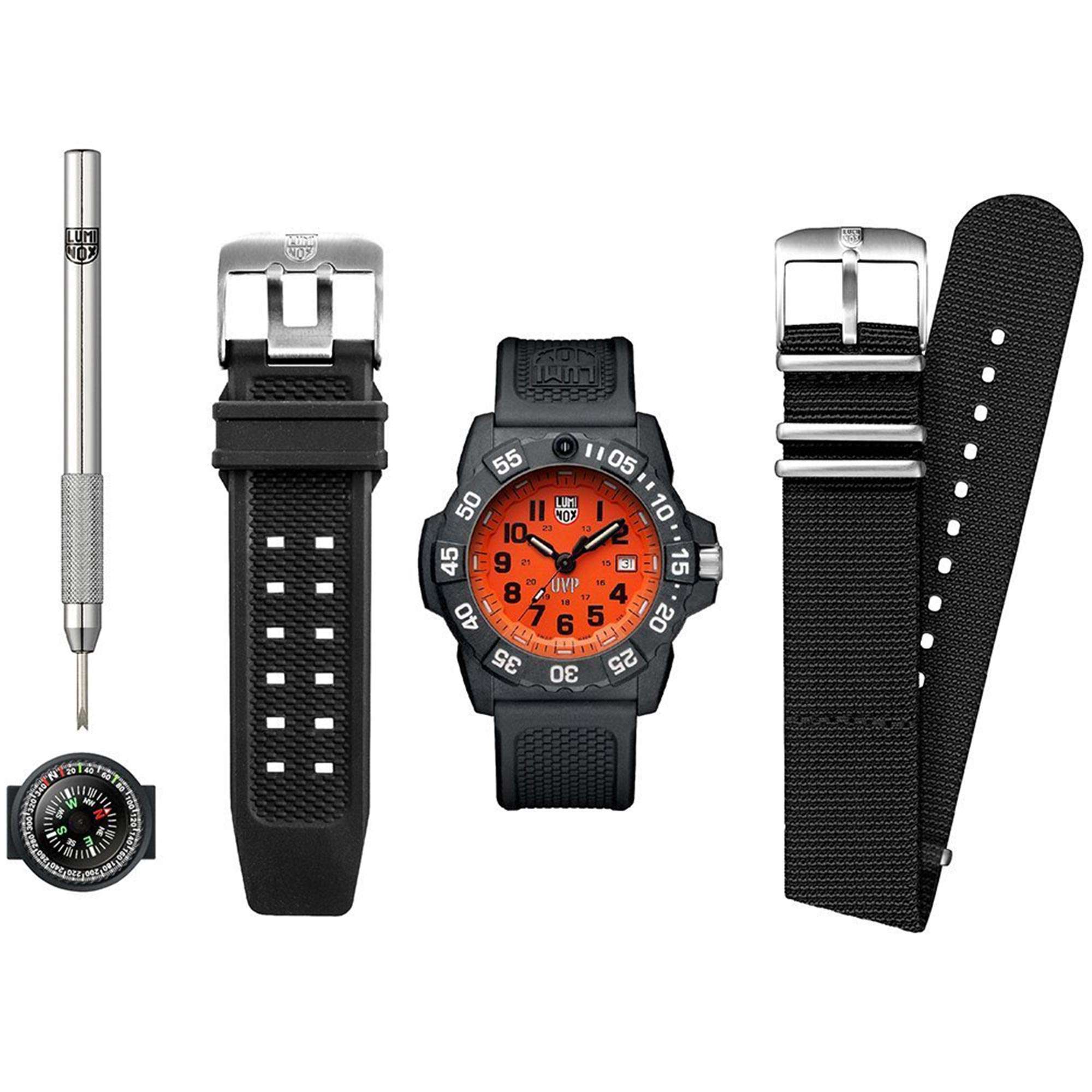 Luminox Scott Cassell Quarz Oranges Zifferblatt Gummiarmband Herren Uhr XS.3509.SC.SET