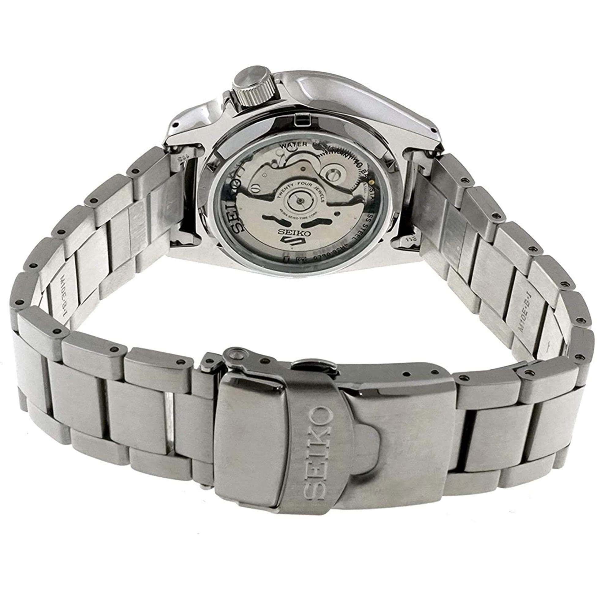 Seiko 5 Sports Solid Boy Automatik Uhr mit grauem Zifferblatt, silbernes Stahl, Herren, SRPE51K1