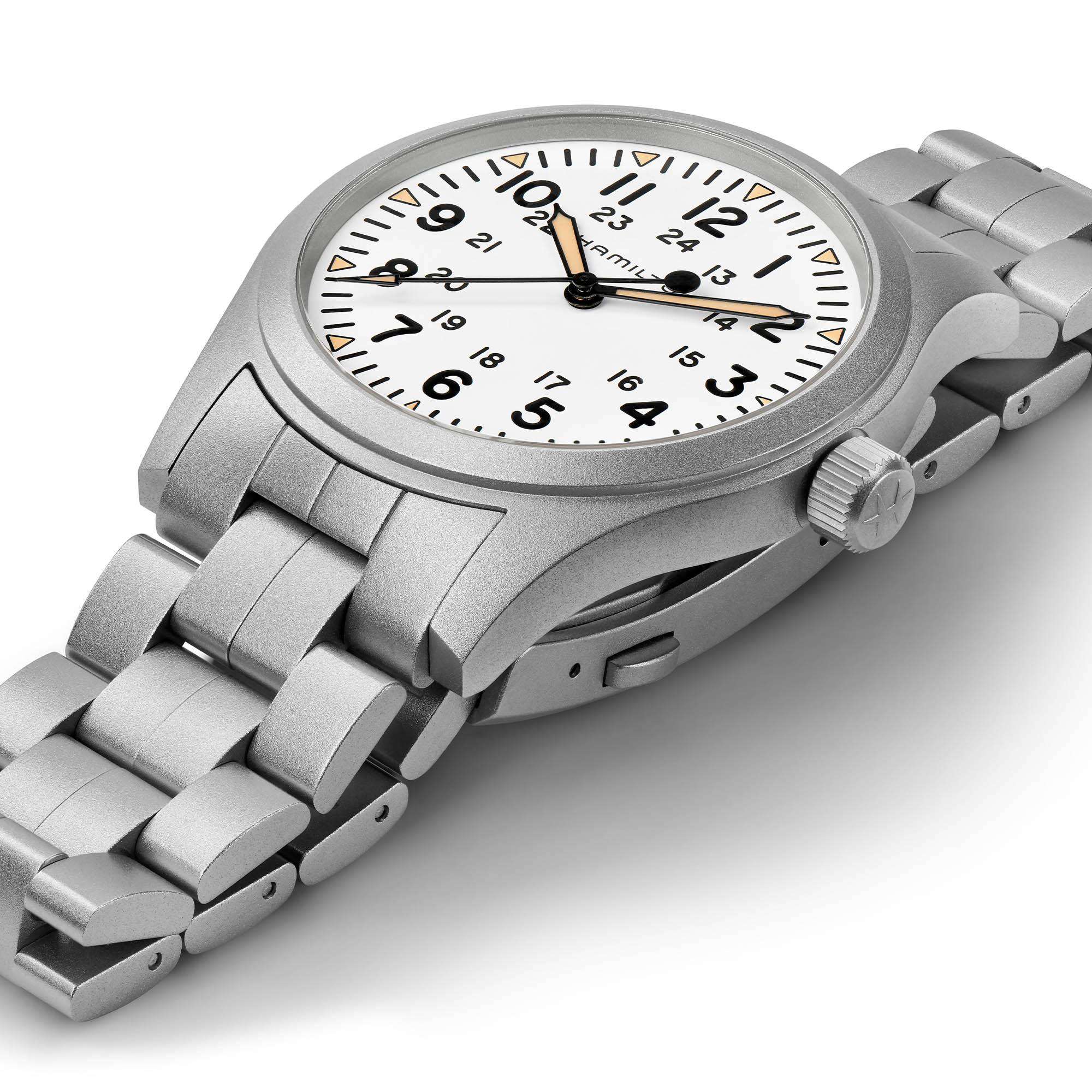 Hamilton Khaki Field 42mm White Dial Steel Mens Mechanical Watch H69529113