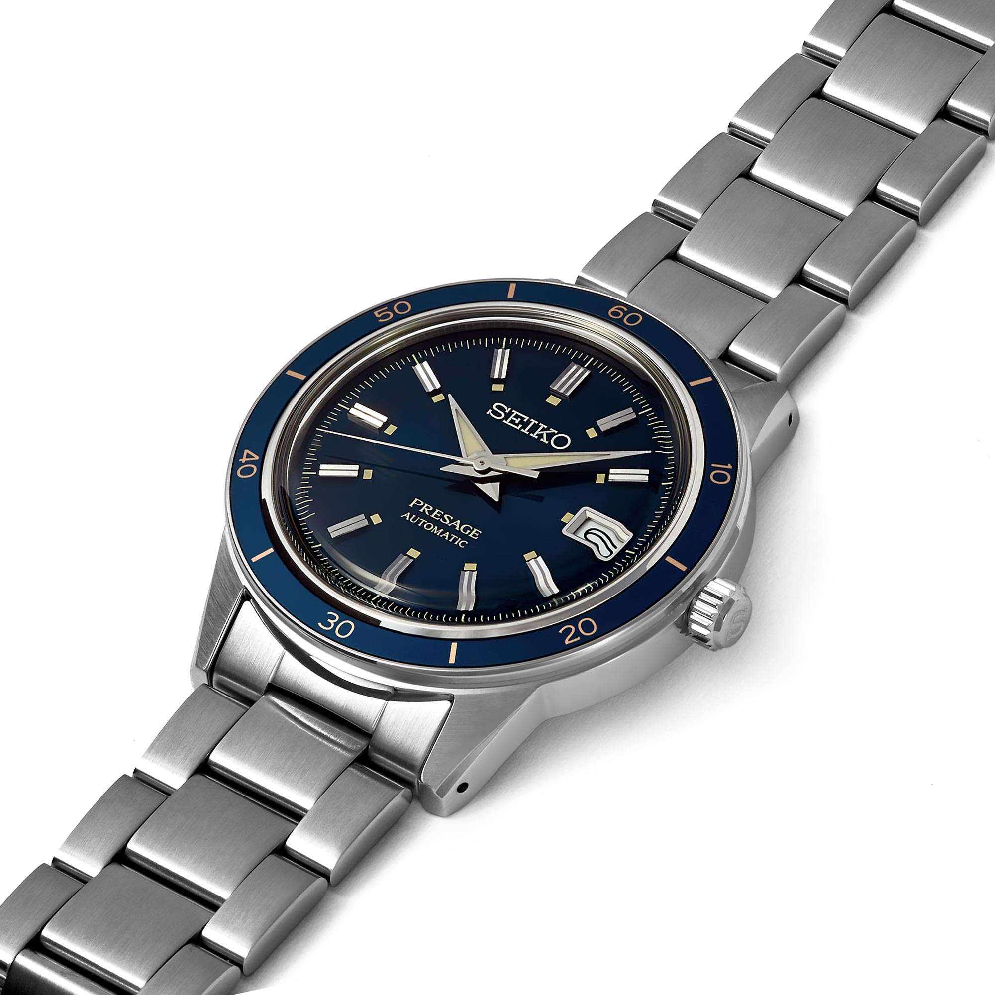 Seiko Presage Style 60s Automatic Blue Dial Stainless Steel Bracelet Men's Watch SRPG05J1
