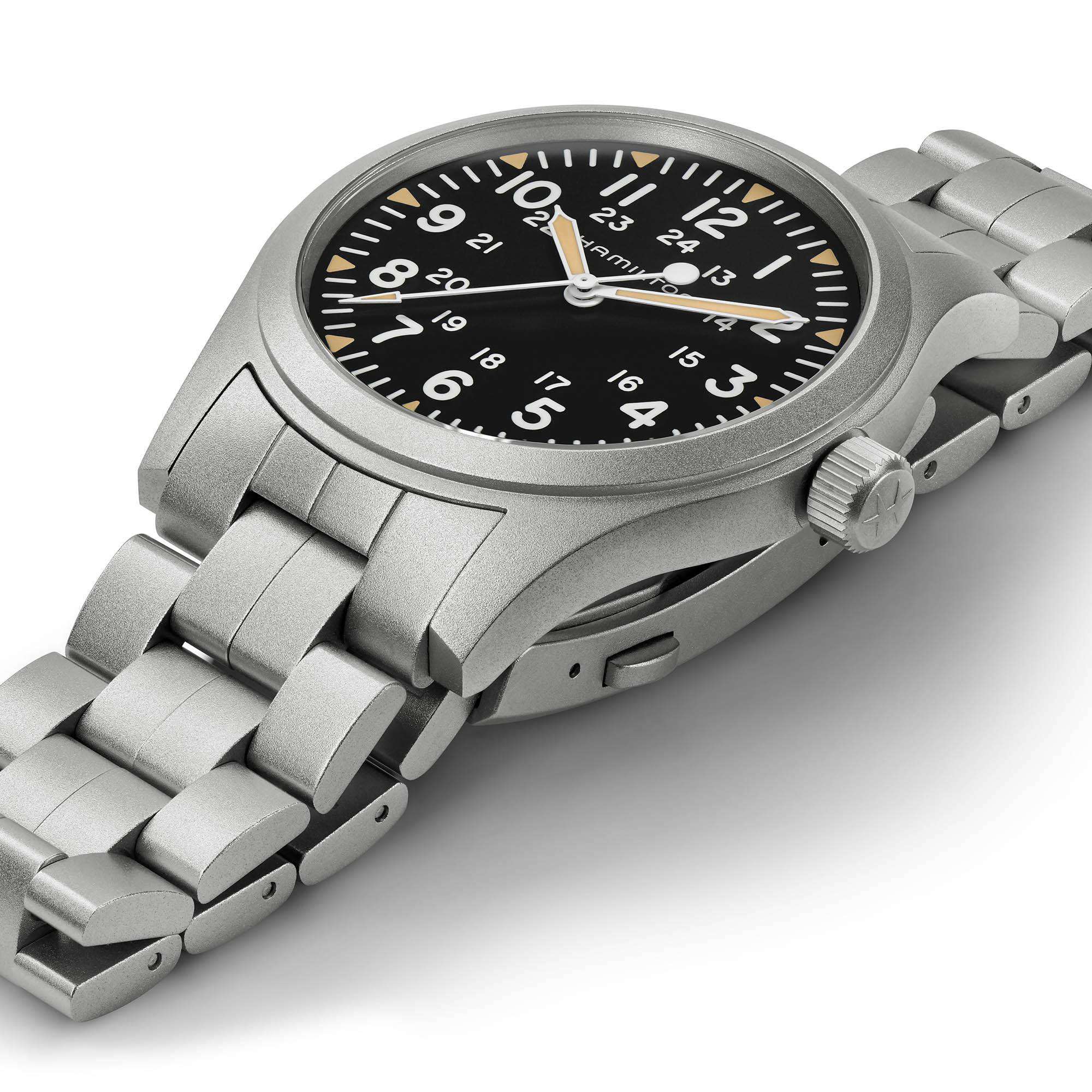 Hamilton Khaki Field 42mm Black Dial Steel Mens Mechanical Watch H69529133