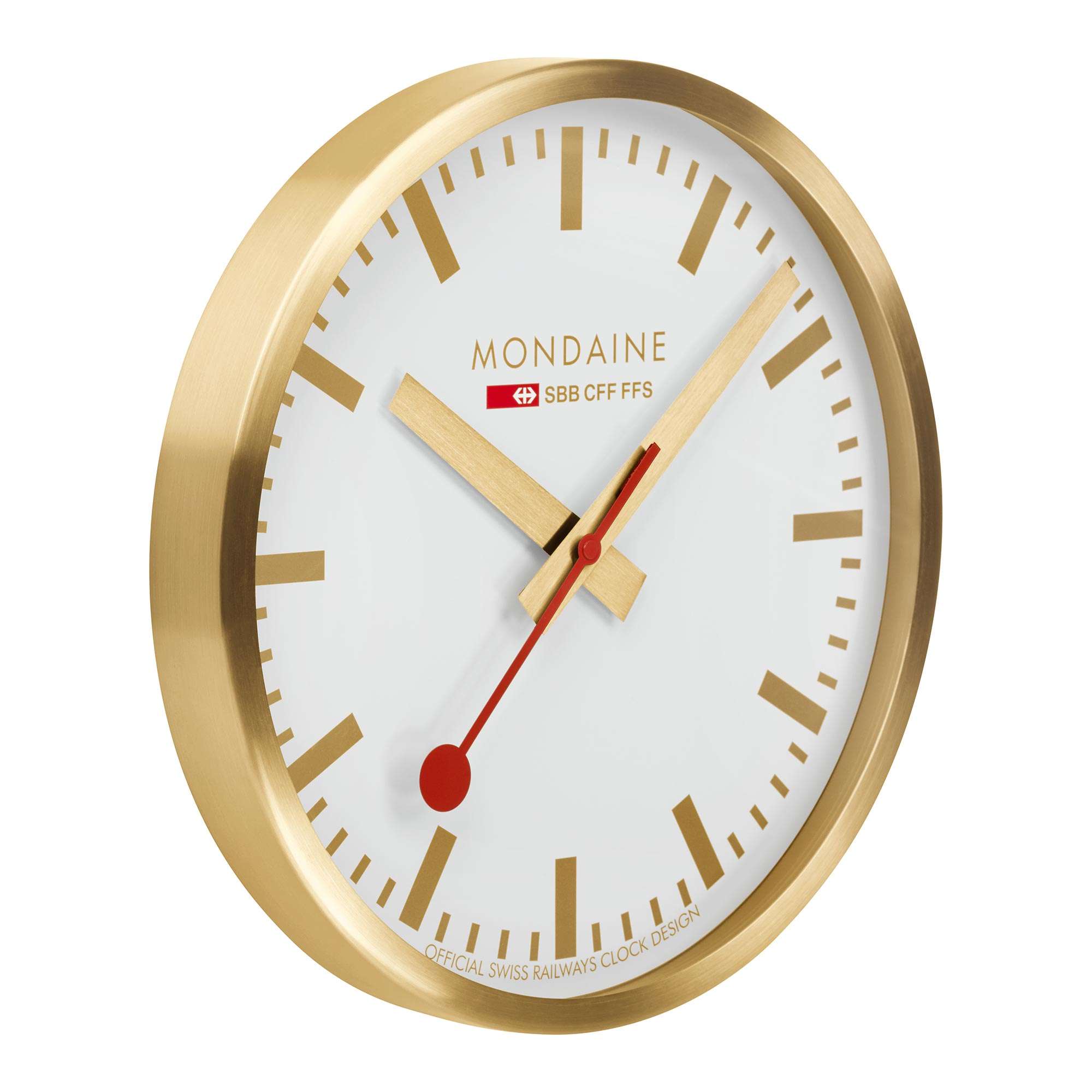 Mondaine Wall Clock White Dial Gold Case 40cm A995.CLOCK.17SBG