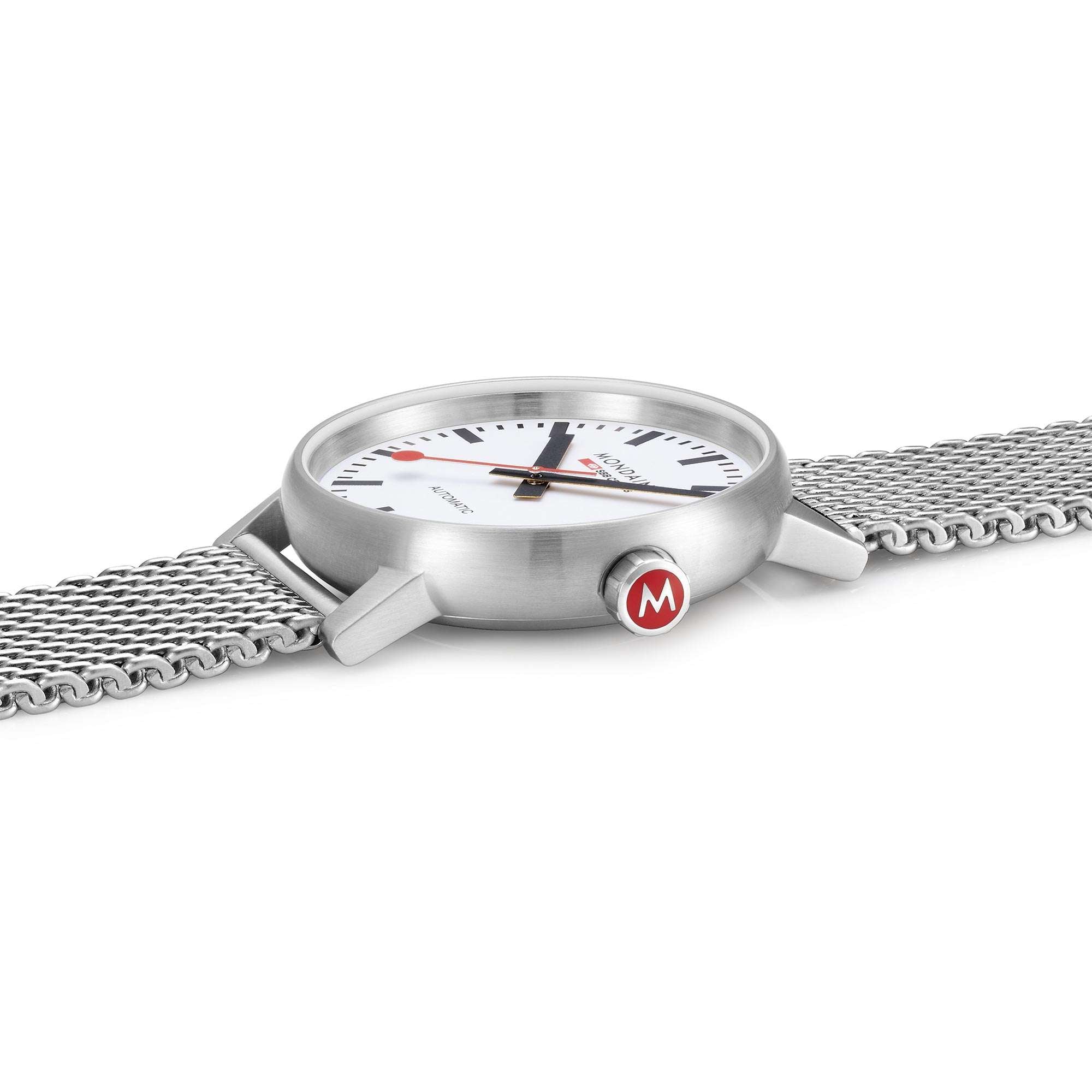 Mondaine Evo2 Automatik Weißes Zifferblatt Edelstahl Uhr MSE.40610.SM