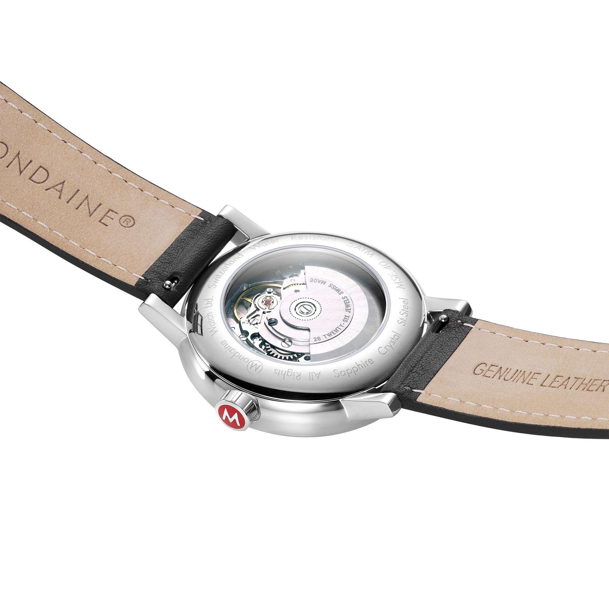 Mondaine Evo2 Automatic White Dial Black Leather Watch MSE.40610.LB