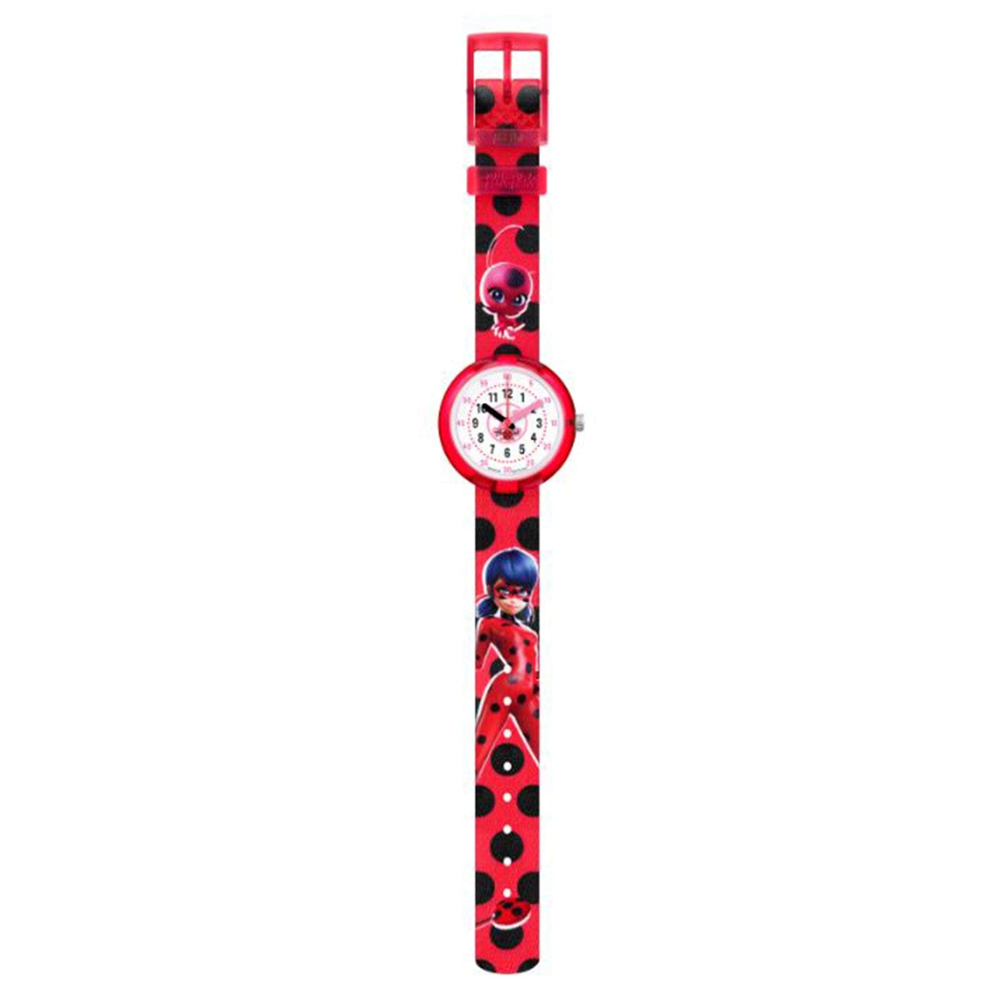 Flik-Flak Marienkäfer Quarz Weißes Zifferblatt Rotes Kunststoffarmband Kinder Uhr FPNP106