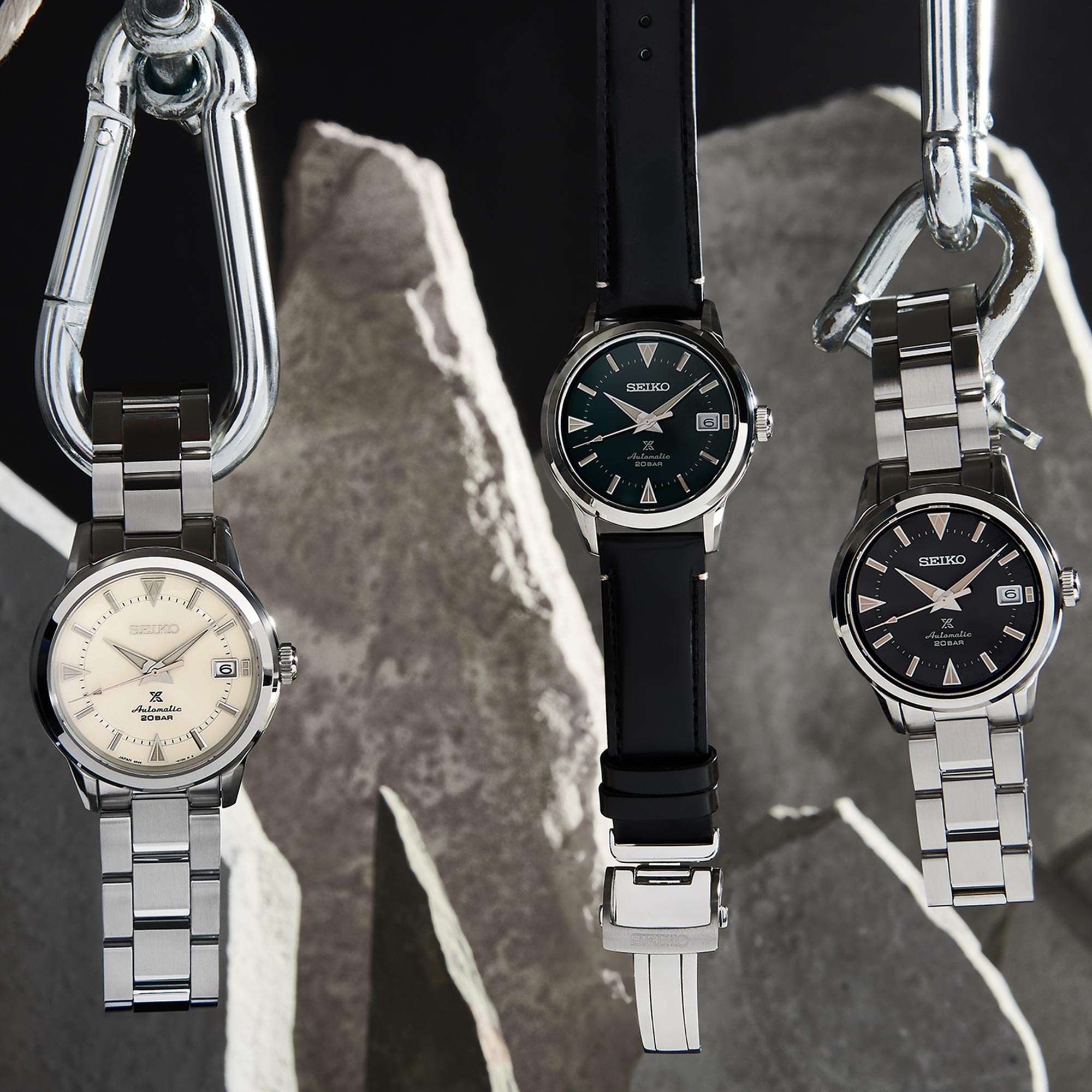 Seiko Prospex 1959 Alpinist Automatik Schwarzes Zifferblatt Edelstahl Armband Herren Uhr SPB243J1