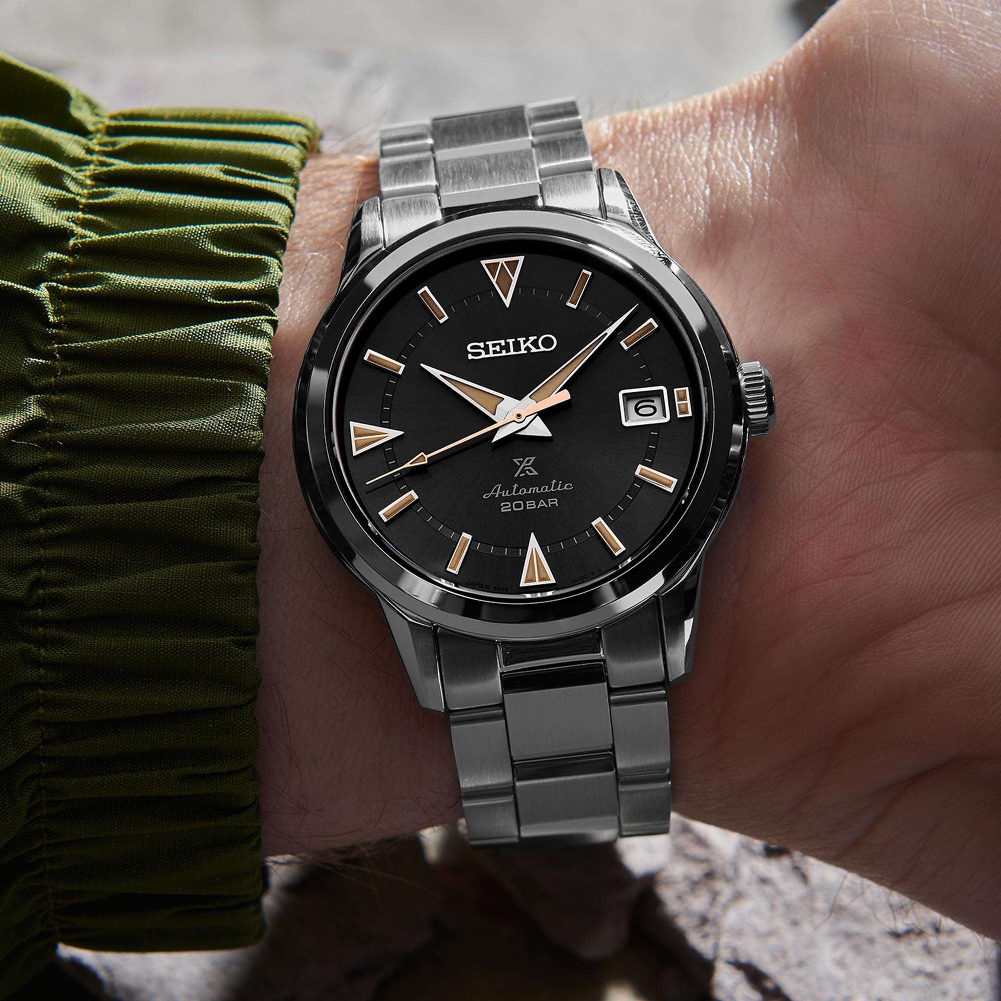 Seiko Prospex 1959 Alpinist Automatik Schwarzes Zifferblatt Edelstahl Armband Herren Uhr SPB243J1