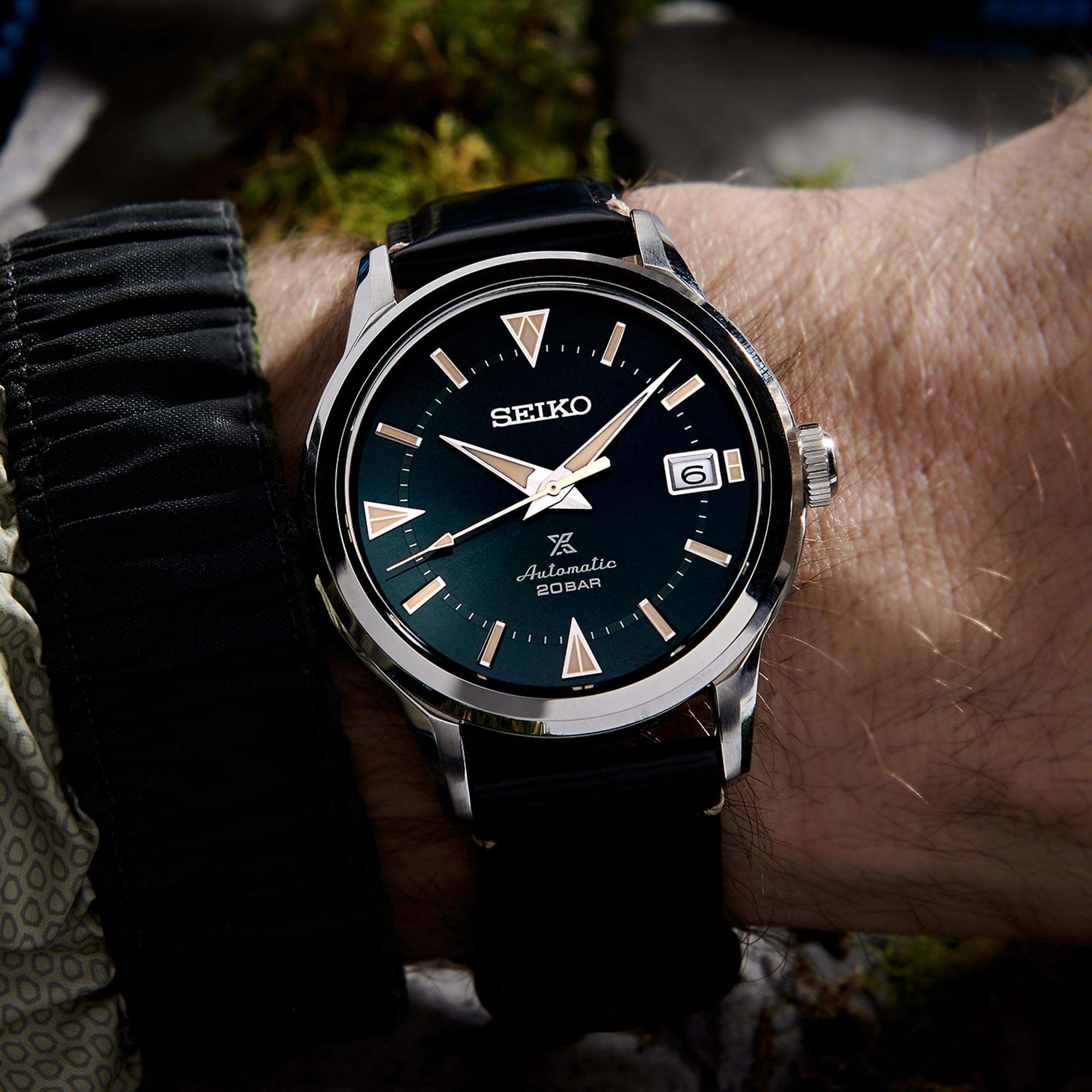 Seiko Prospex 1959 Alpinist Automatik Grünes Zifferblatt Schwarzes Lederarmband Herren Uhr SPB245J1