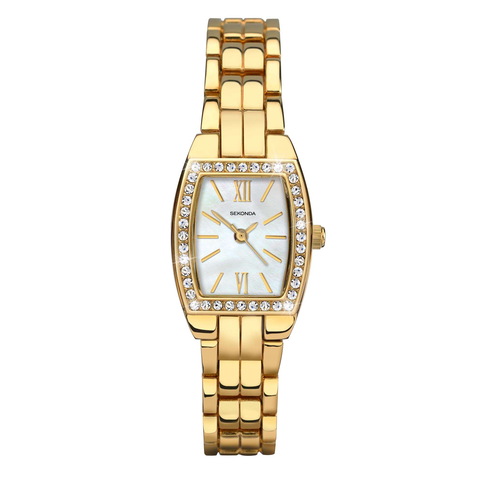 Sekonda Classic Quarz Blau Perlmutt Zifferblatt Gold PVD Armband Damen Uhr 2522
