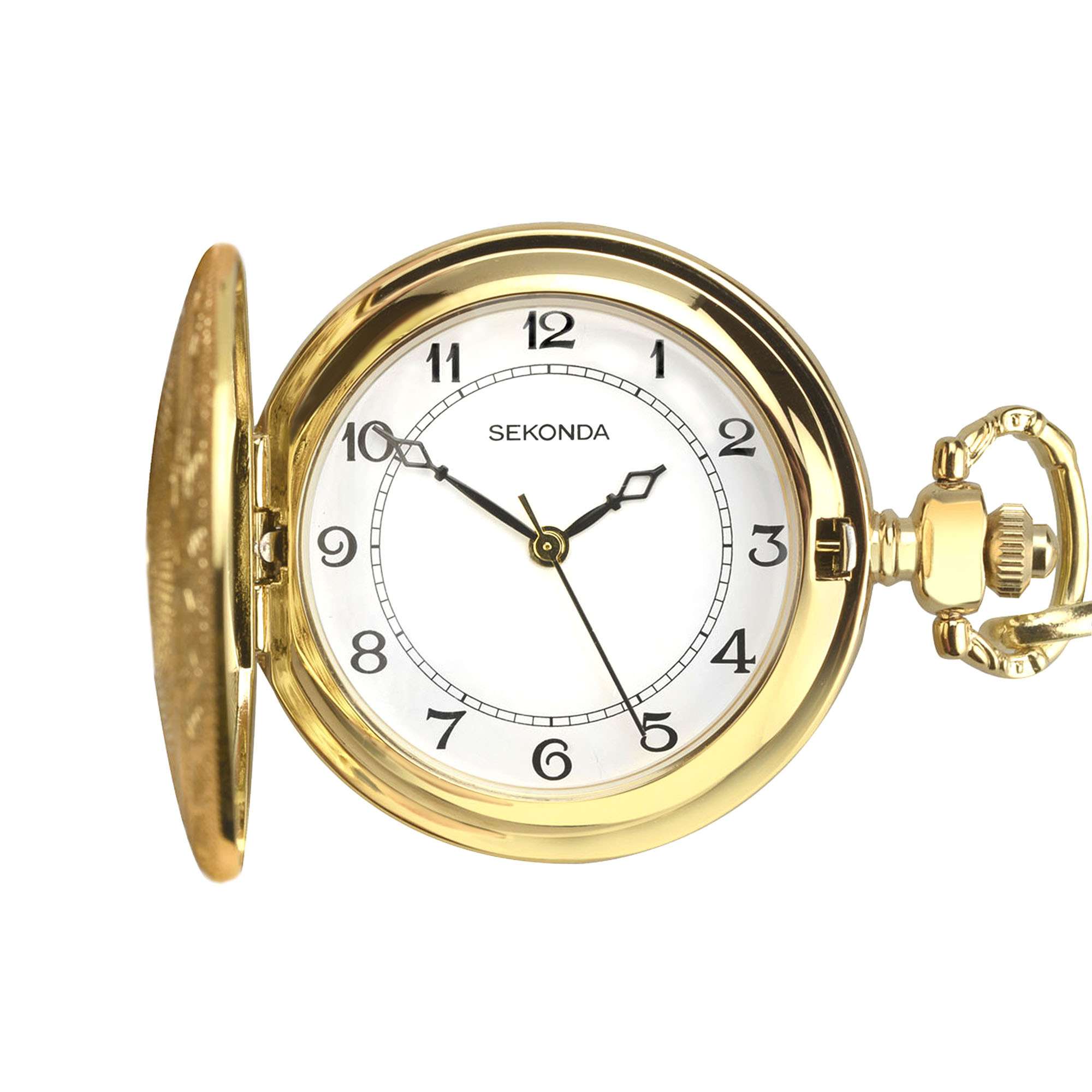 Sekonda Quartz Weißes Zifferblatt Gold IP Legierung Stahl Taschenuhr Herren 3799