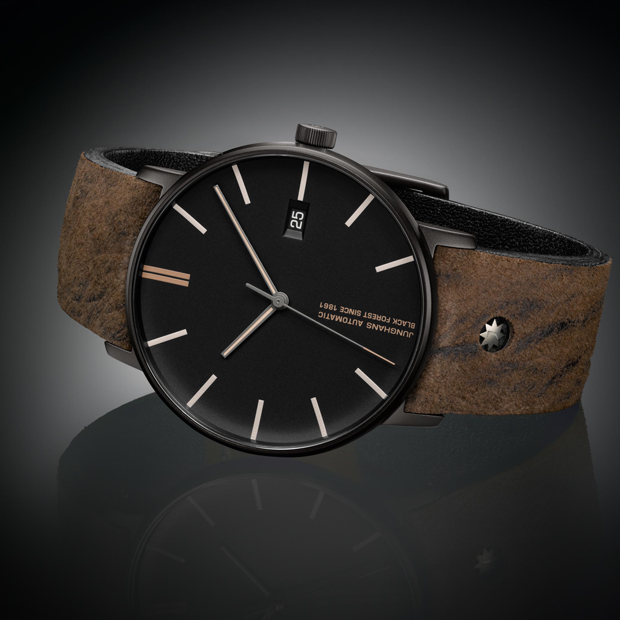 Junghans Form A Edition 160 Automatic Black Dial Brown Leather Strap Men's Watch 27/4132.00