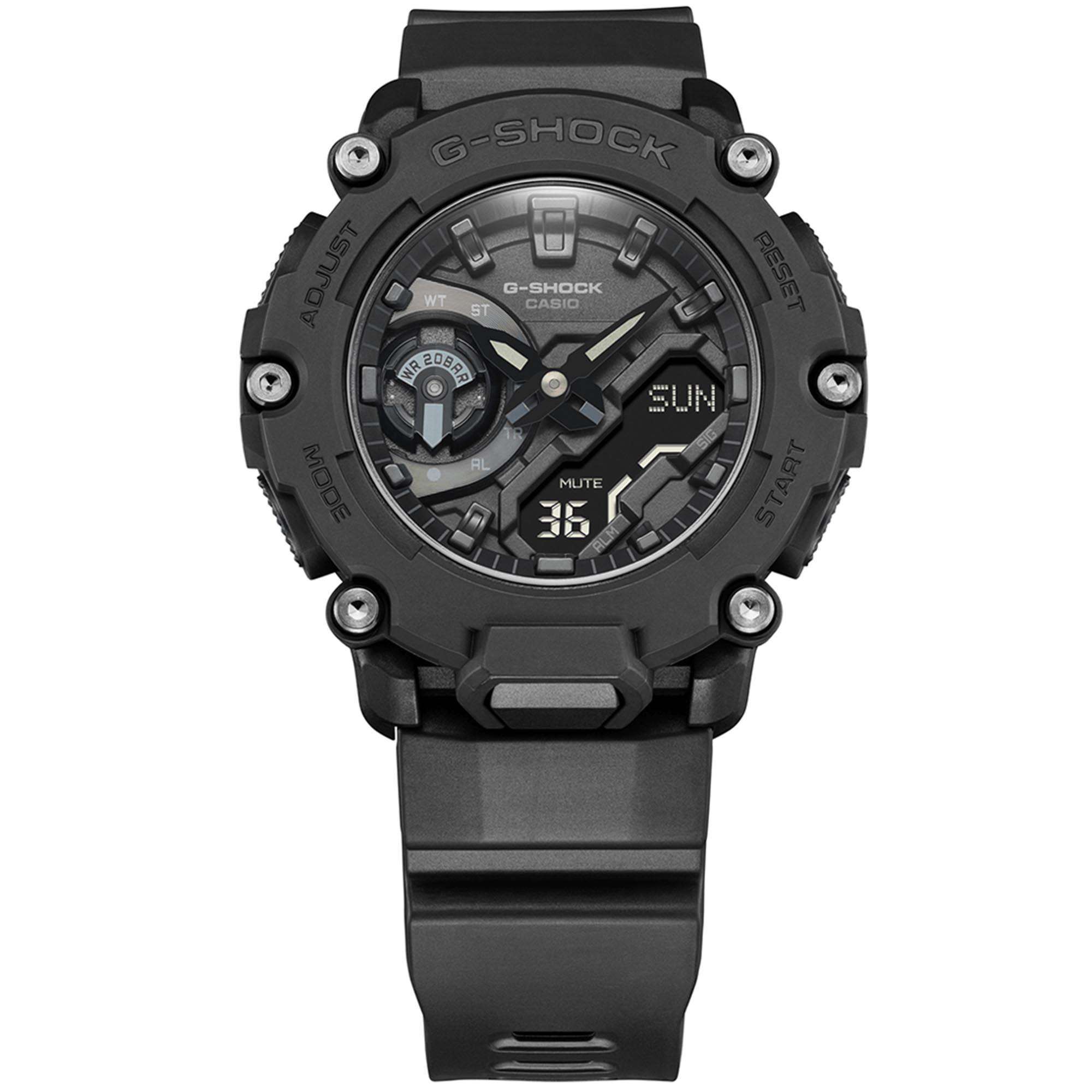 Casio G-Shock Quartz Black Dial Black Resin Strap Mens Watch GA-2200BB-1A