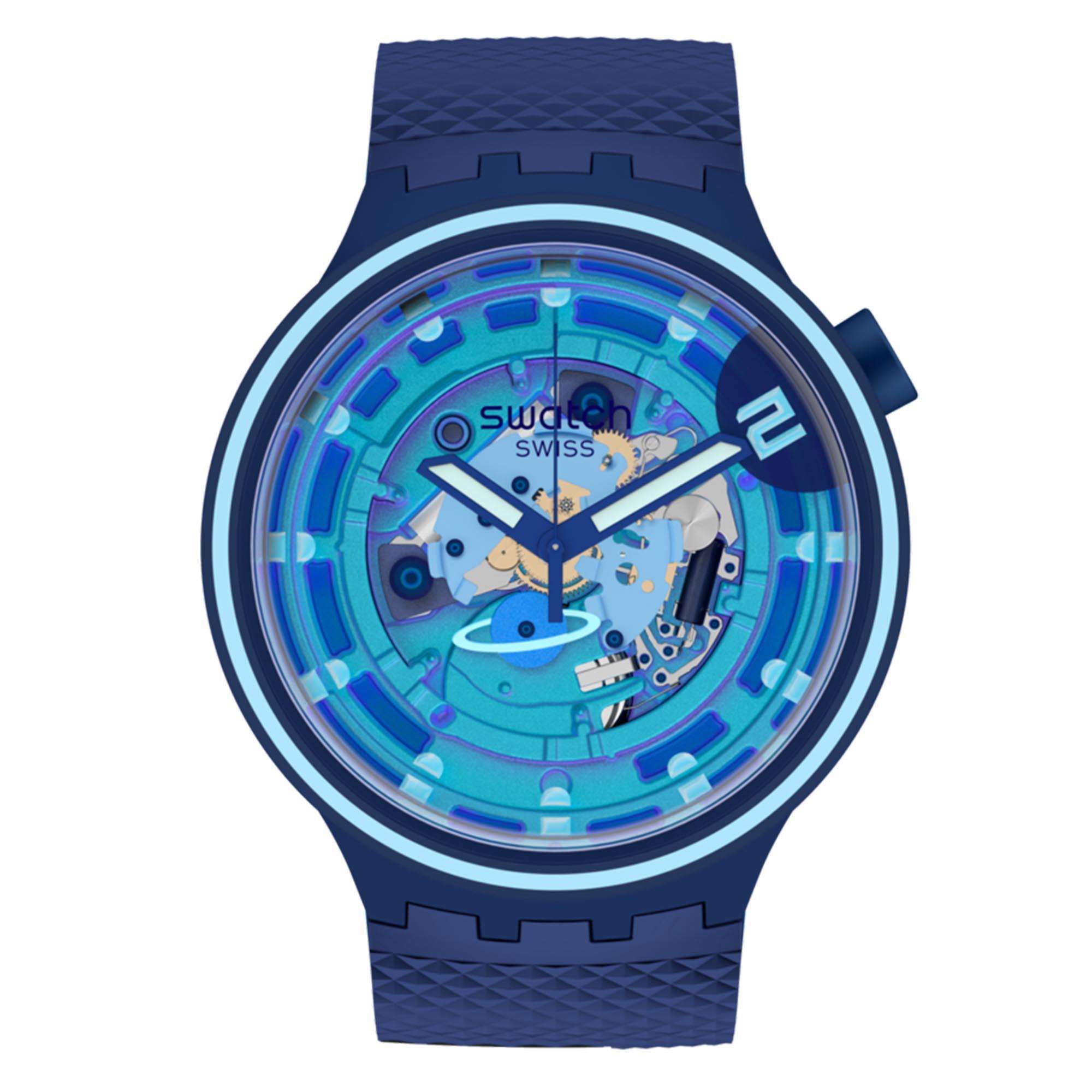 Swatch Big Bold Second Home Transparentes Zifferblatt Silikonarmband Uhr SB01N101