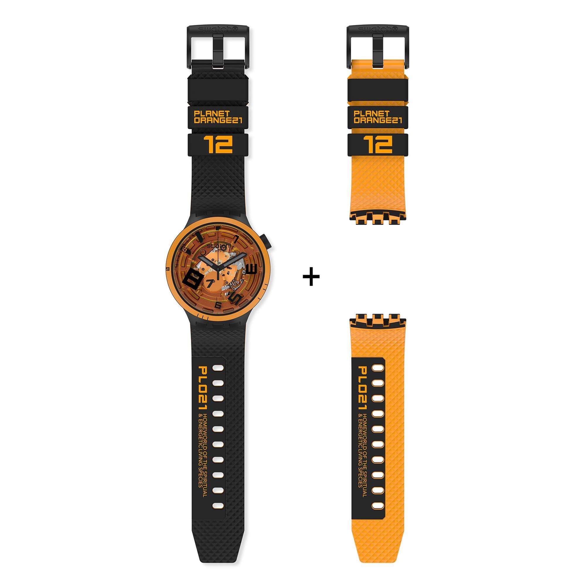 Swatch Big Bold Oops! Transparentes Zifferblatt Silikonarmband Uhr SB01B127