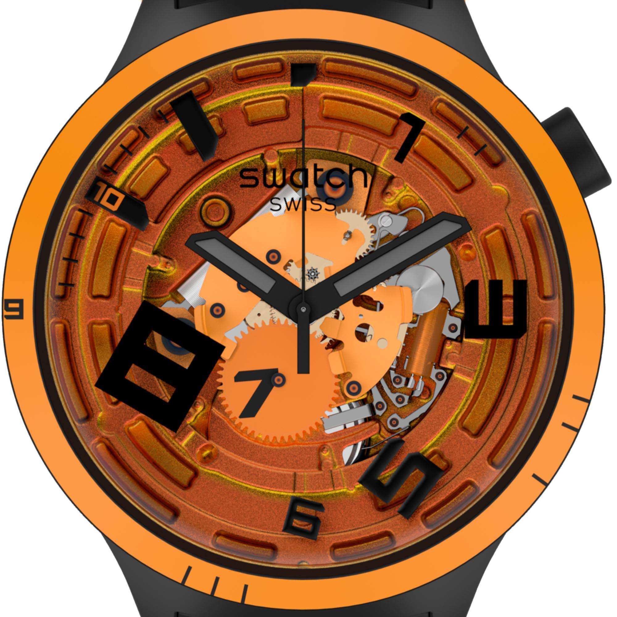 Swatch Big Bold Oops! Transparentes Zifferblatt Silikonarmband Uhr SB01B127