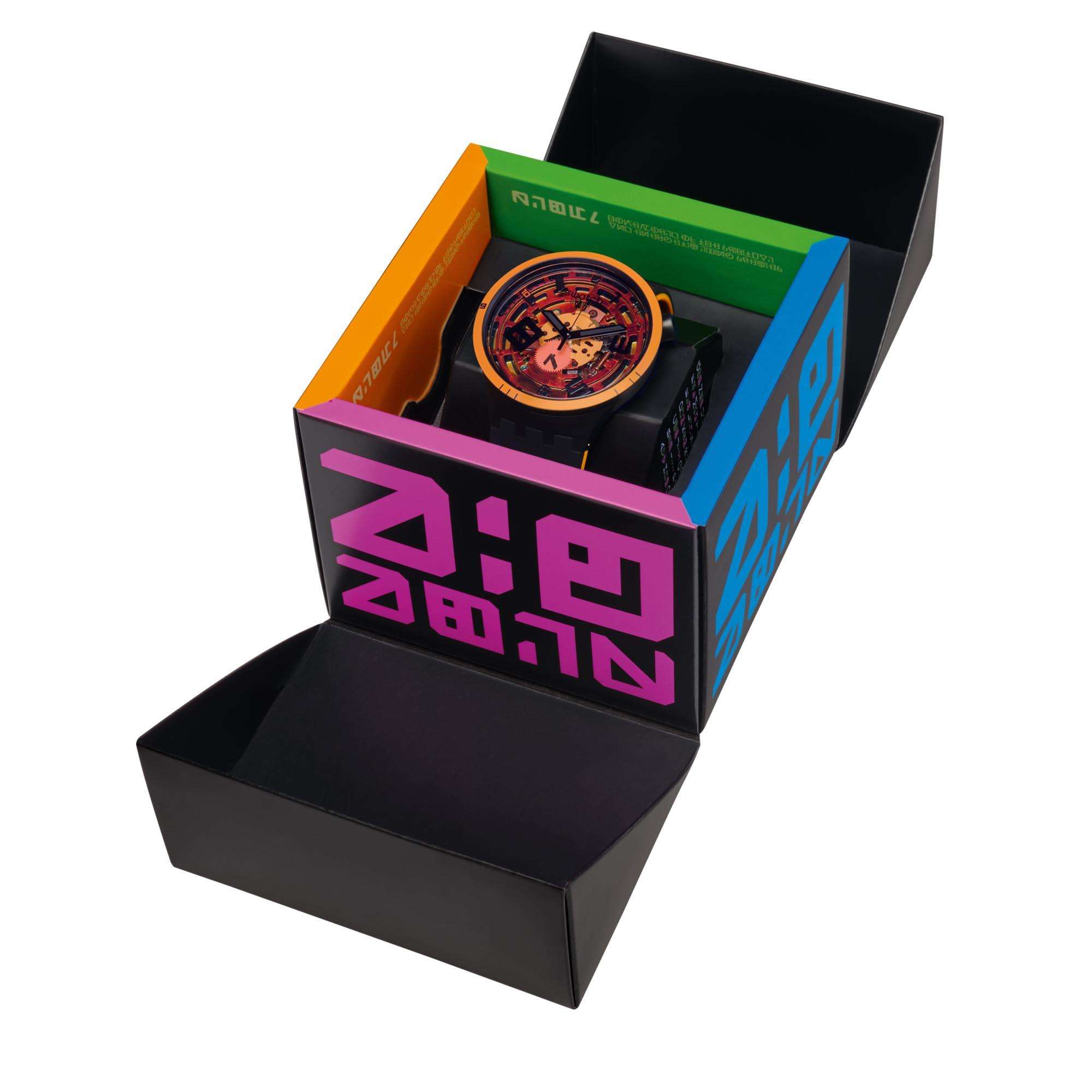 Swatch Big Bold Oops! Transparentes Zifferblatt Silikonarmband Uhr SB01B127